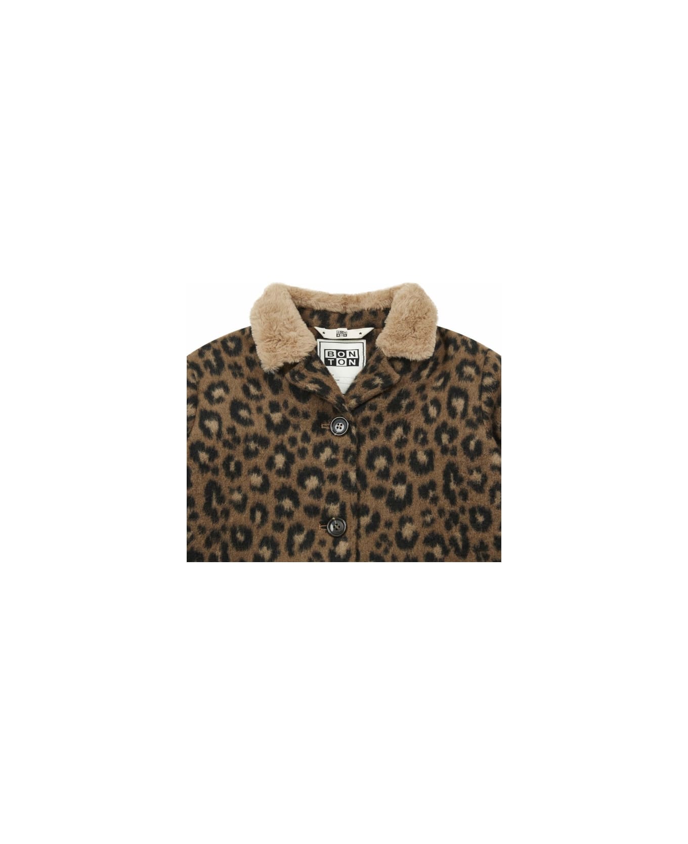Bonton Leopard Single-breasted Coat - Brown