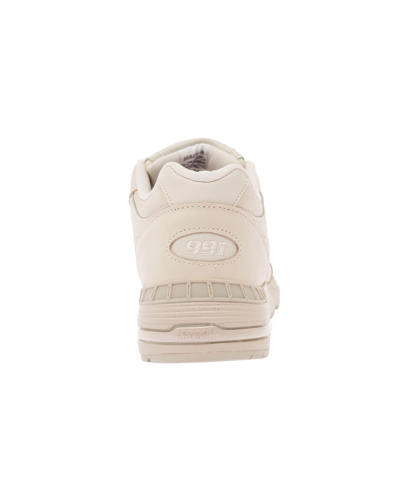 New Balance '991' Beige Panelled Sneakers With Logo Patch In Leather And Fabric Man - White