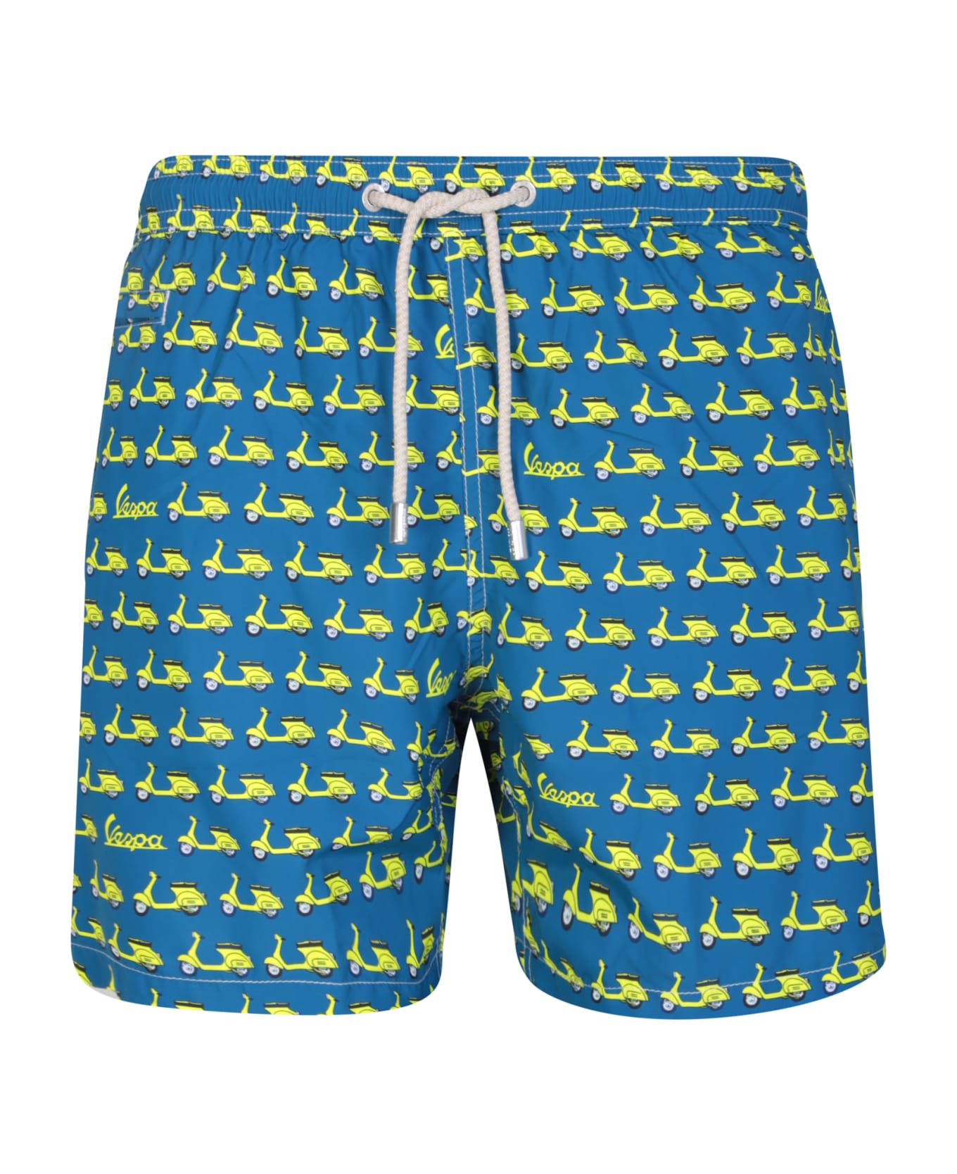 MC2 Saint Barth Light Blue/yellow Vespa Print Swim Shorts - Yellow
