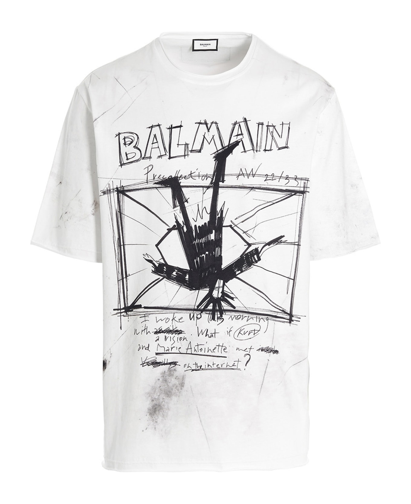 Balmain 'drawing' T-shirt - White/Black