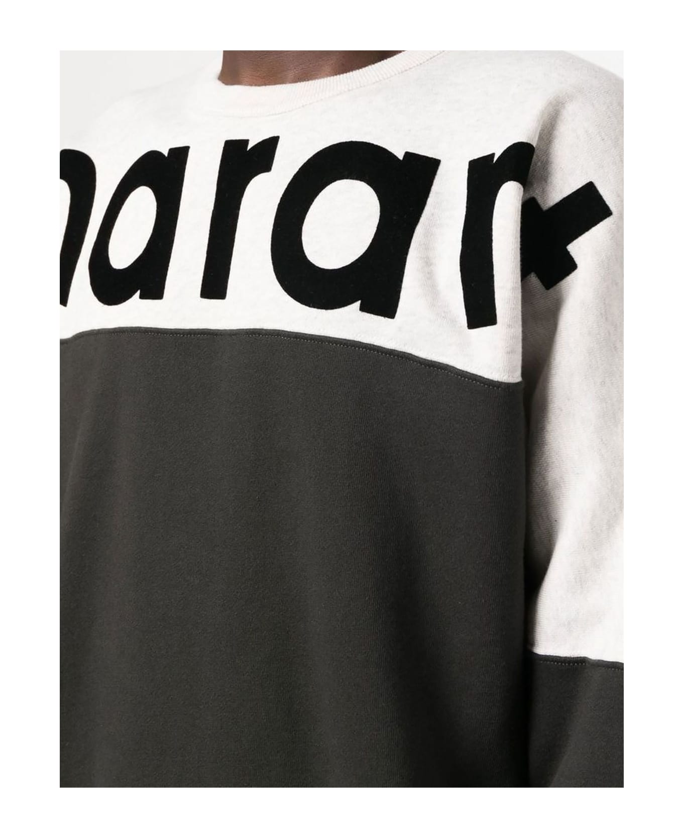 Isabel Marant White And Black Cotton Sweatshirt - Black