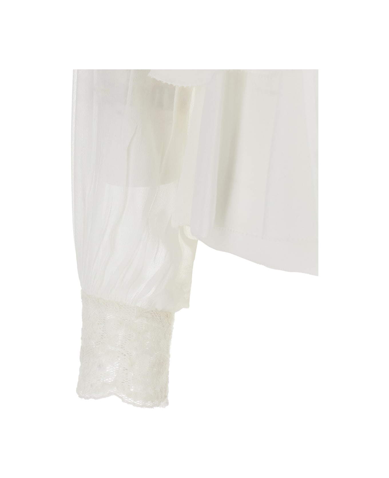 TwinSet White Shirt With Layered Design And Draped Details In Viscose Woman - White