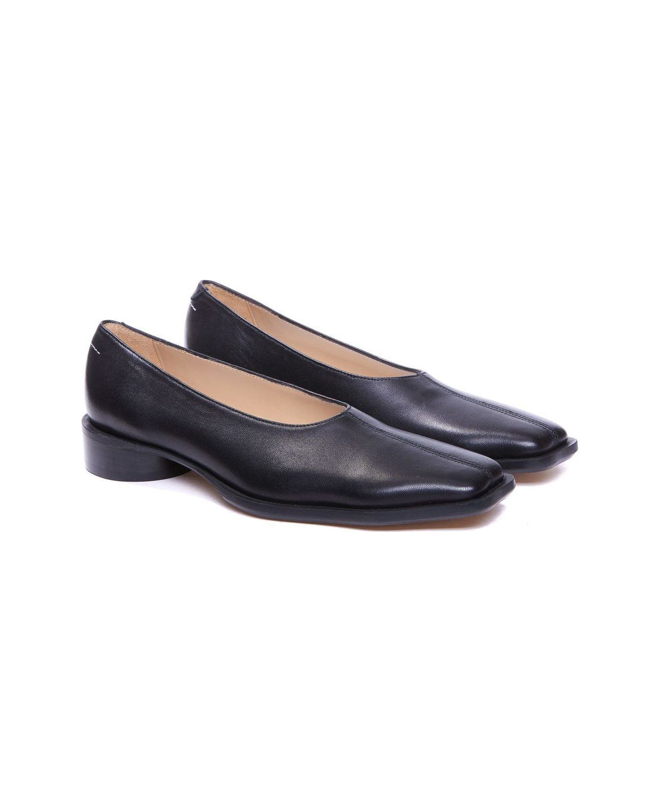 MM6 Maison Margiela Square Toe Slip-on Ballerinas - Black