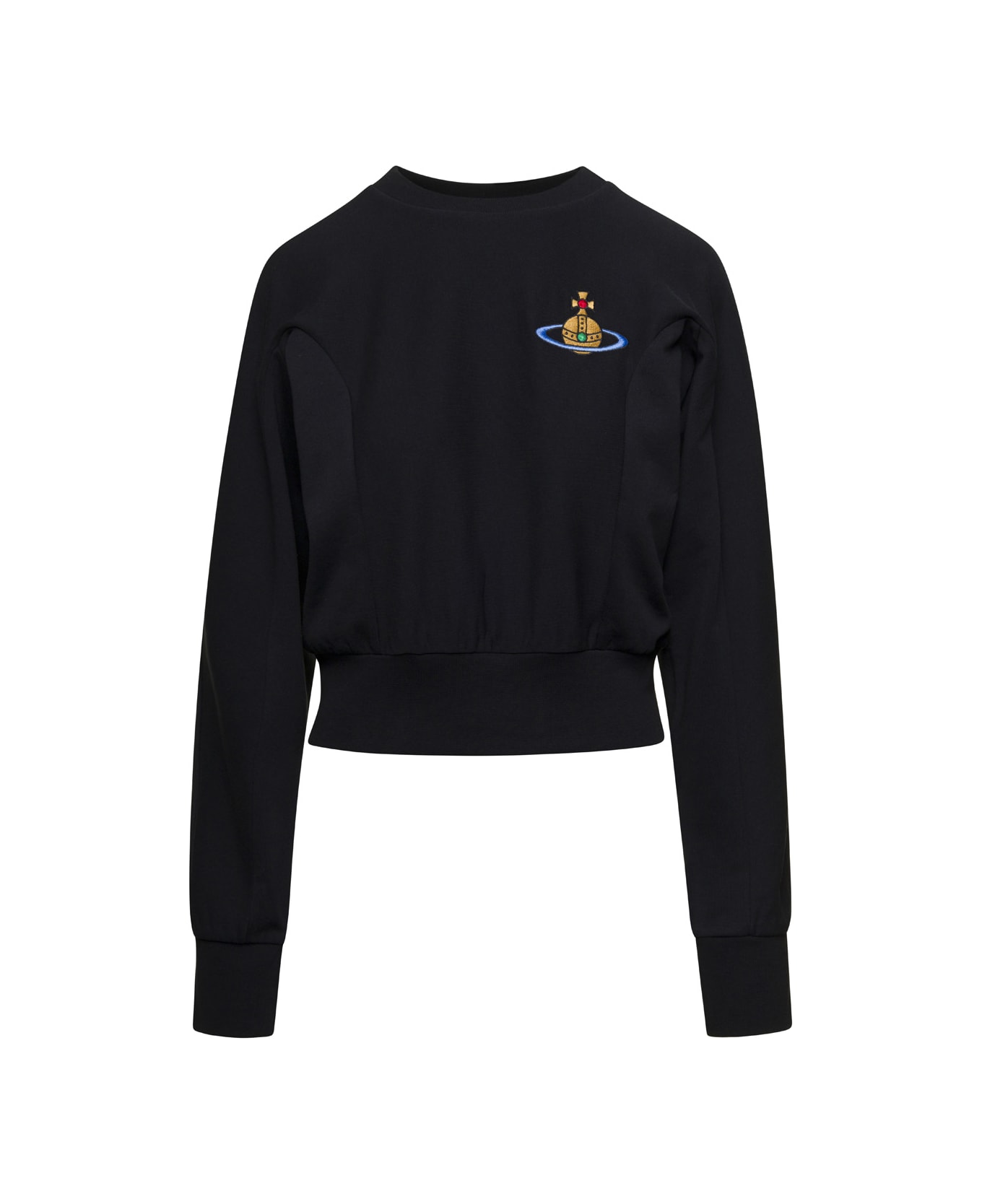 Vivienne Westwood Black Crewneck Sweatshirt With Embroidered Orb Logo In Cotton Woman - Black ニットウェア