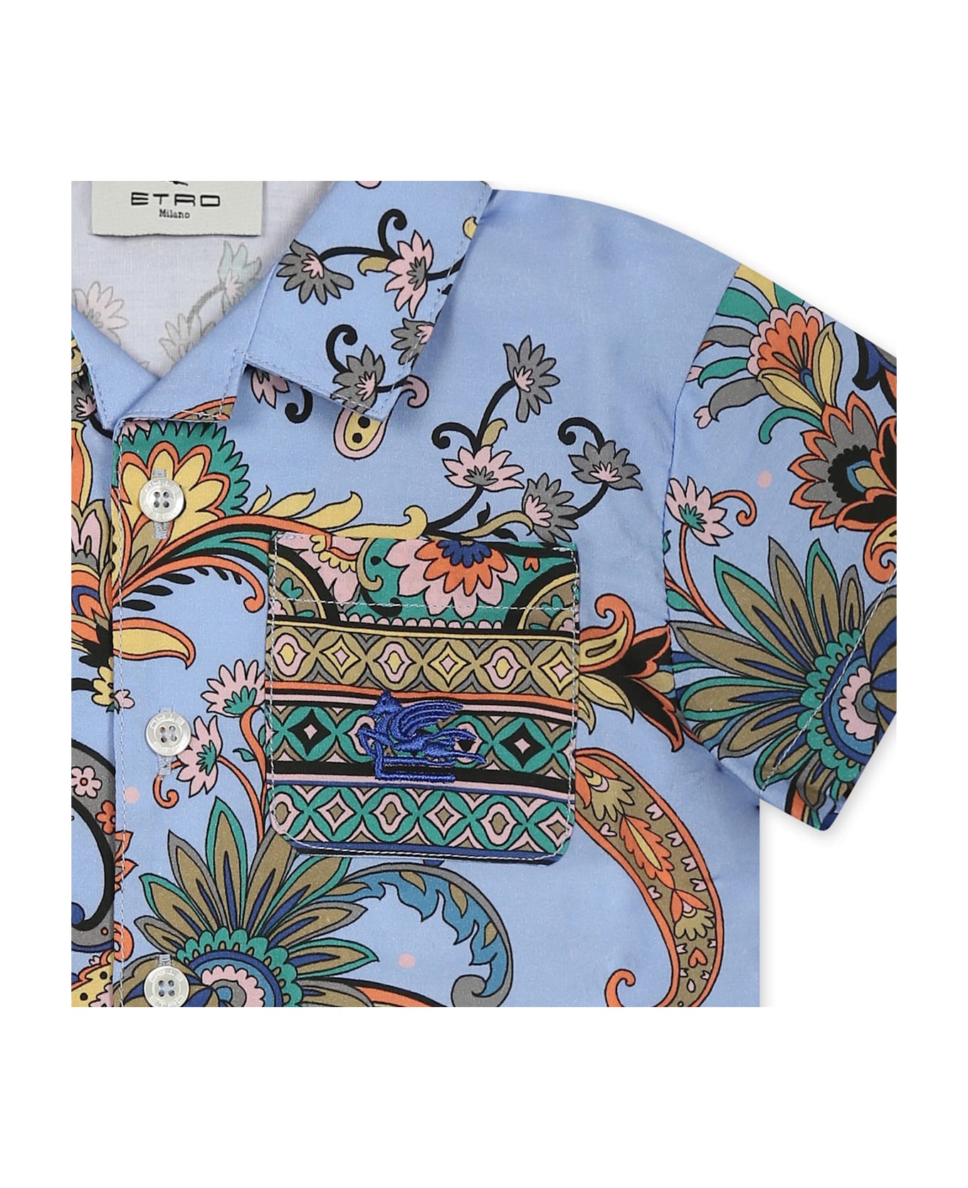 Etro Light Blue Shirt For Baby Boy With Paisley Print - Light Blue