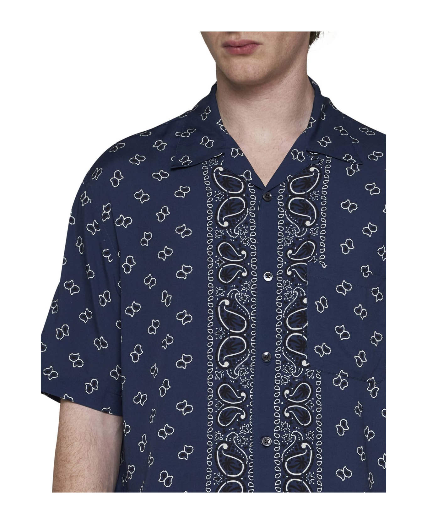 Palm Angels Printed Short Sleeved Shirt - blue