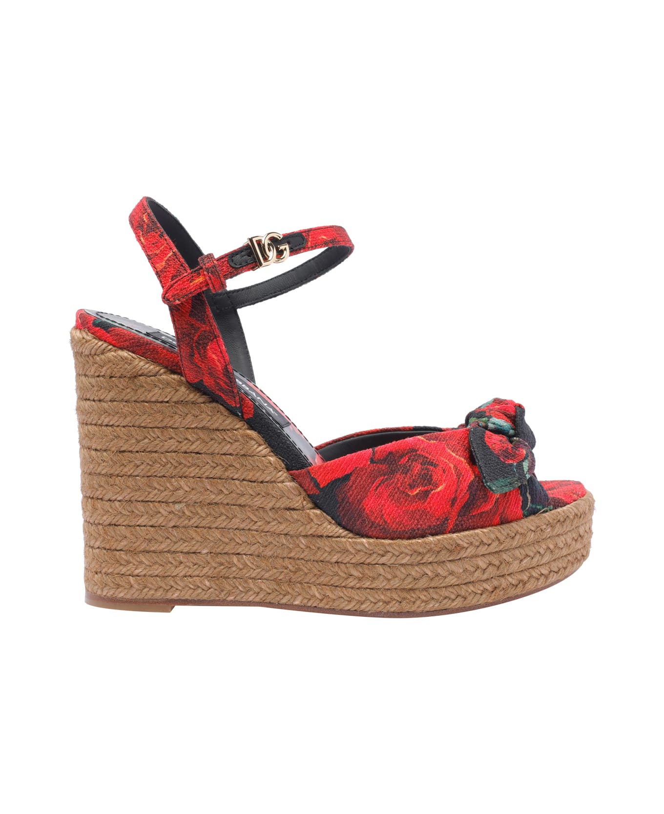 Dolce & Gabbana Rose Print Wedge - Rosso