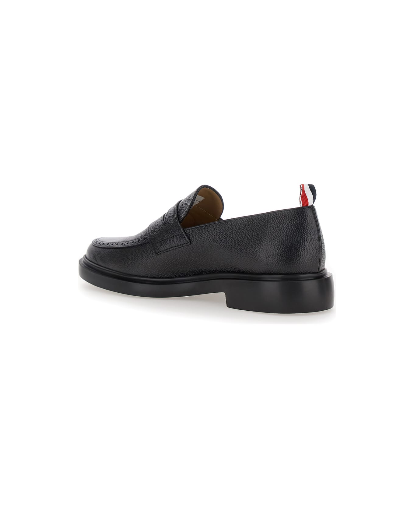 Thom Browne Black Slip-on Loafers With Loop Detail In Leather Man - Black