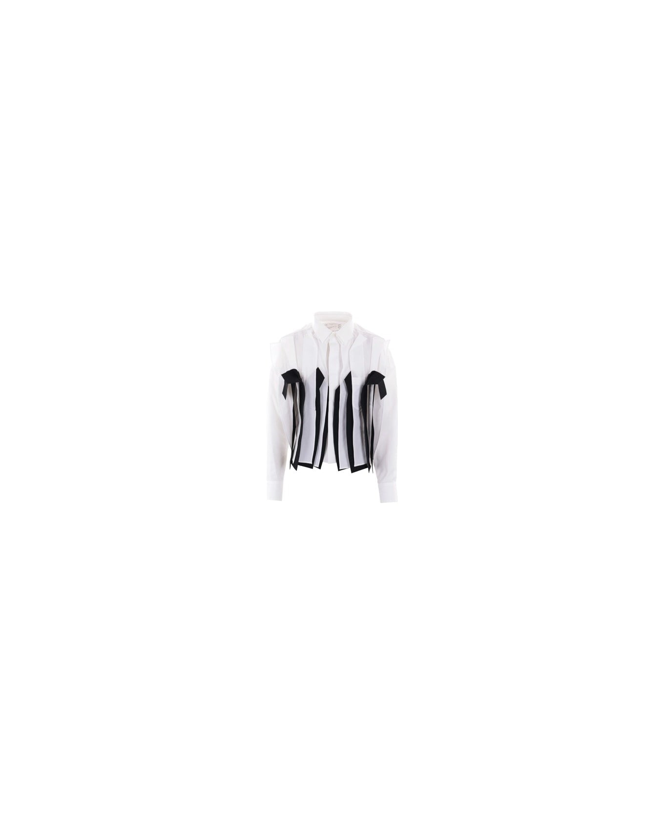 Sacai Curved Hem Poplin Shirt - OFF WHITE�BLACK