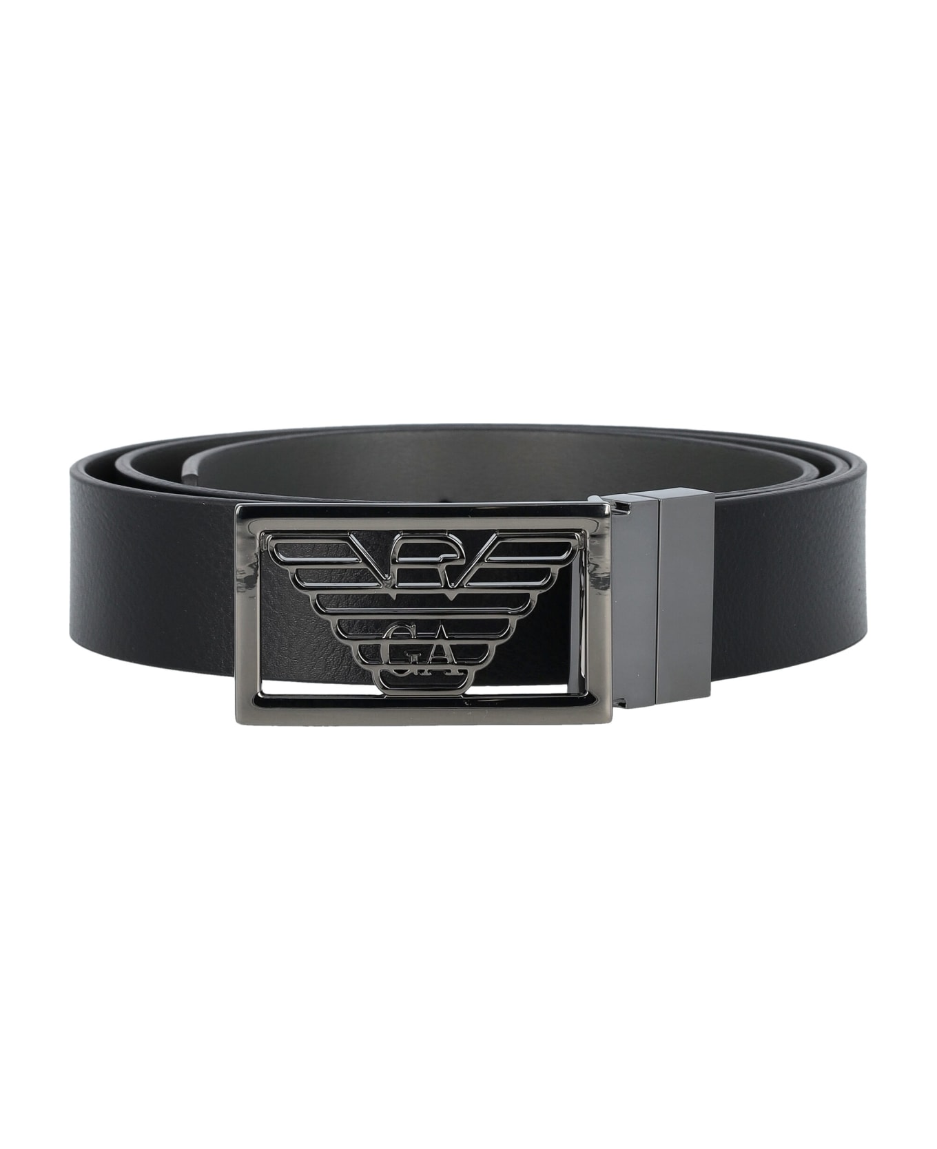 Emporio Armani Reversible Plate Belt - Black