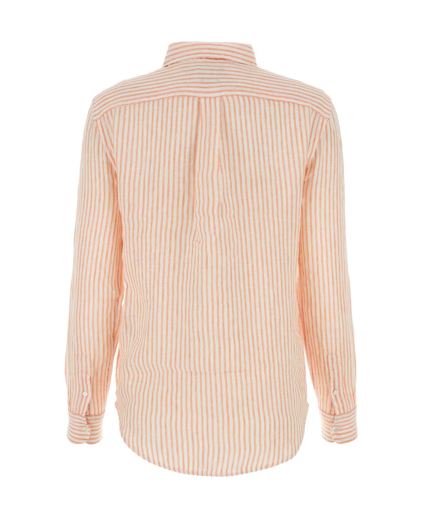 Polo Ralph Lauren Embroidered Linen Shirt - SUNFADEORANGE/WHTESTRP