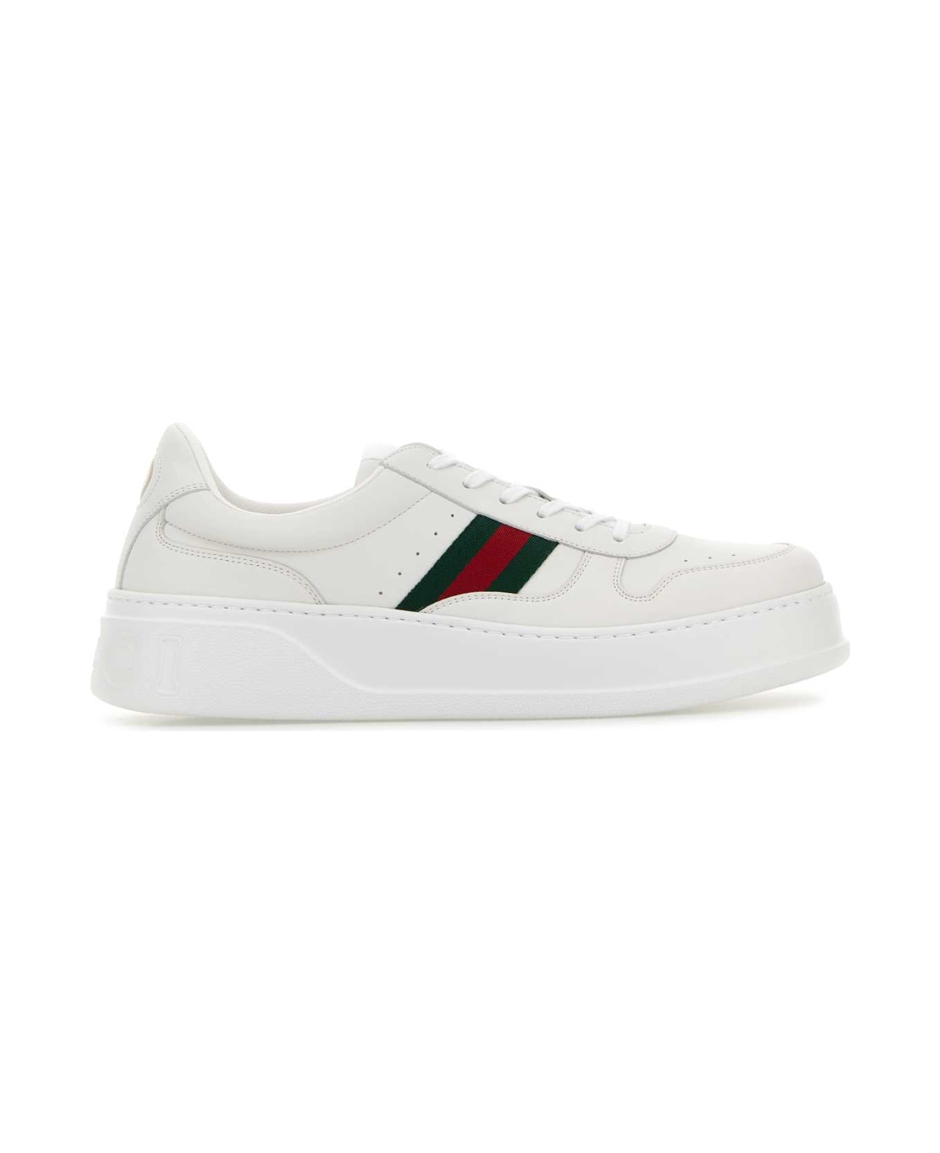 Gucci White Leather Sneakers - WHITE