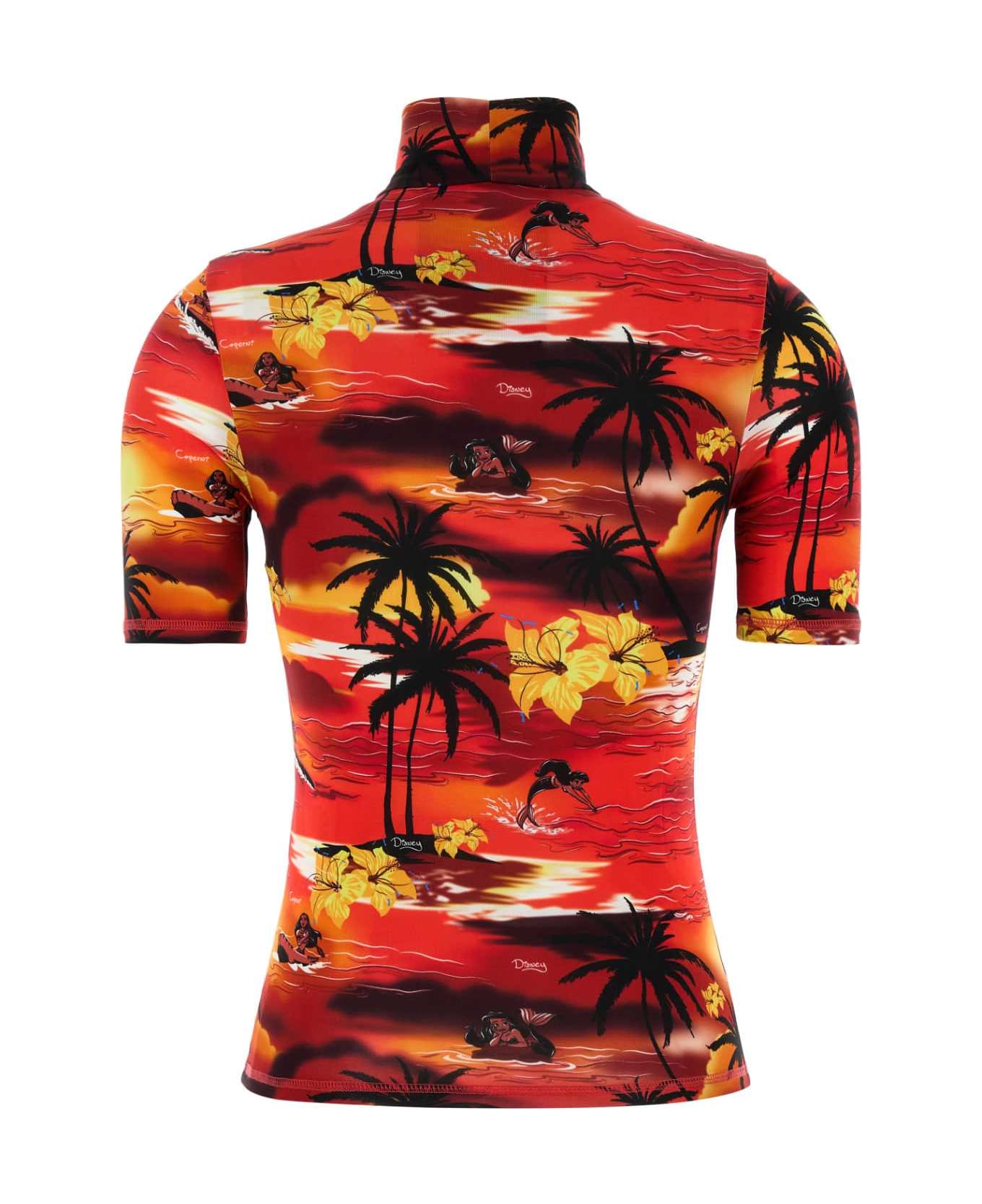 Coperni Printed Stretch Viscose Coperni X Disney T-shirt - PRINTREDTROPICAL
