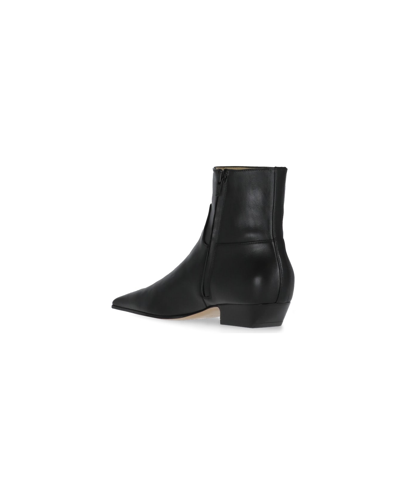 Khaite Black Leather Ankle Boots - Black