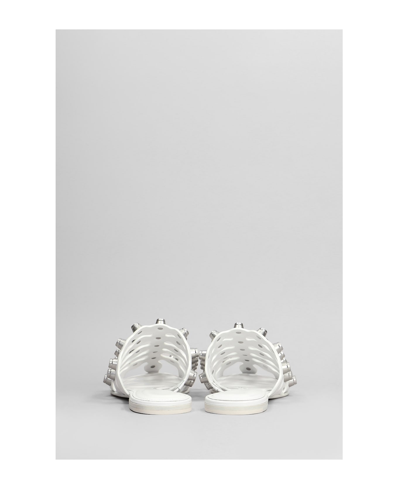 Alexander Wang Rexa Cage Slide Flats In White Leather - white
