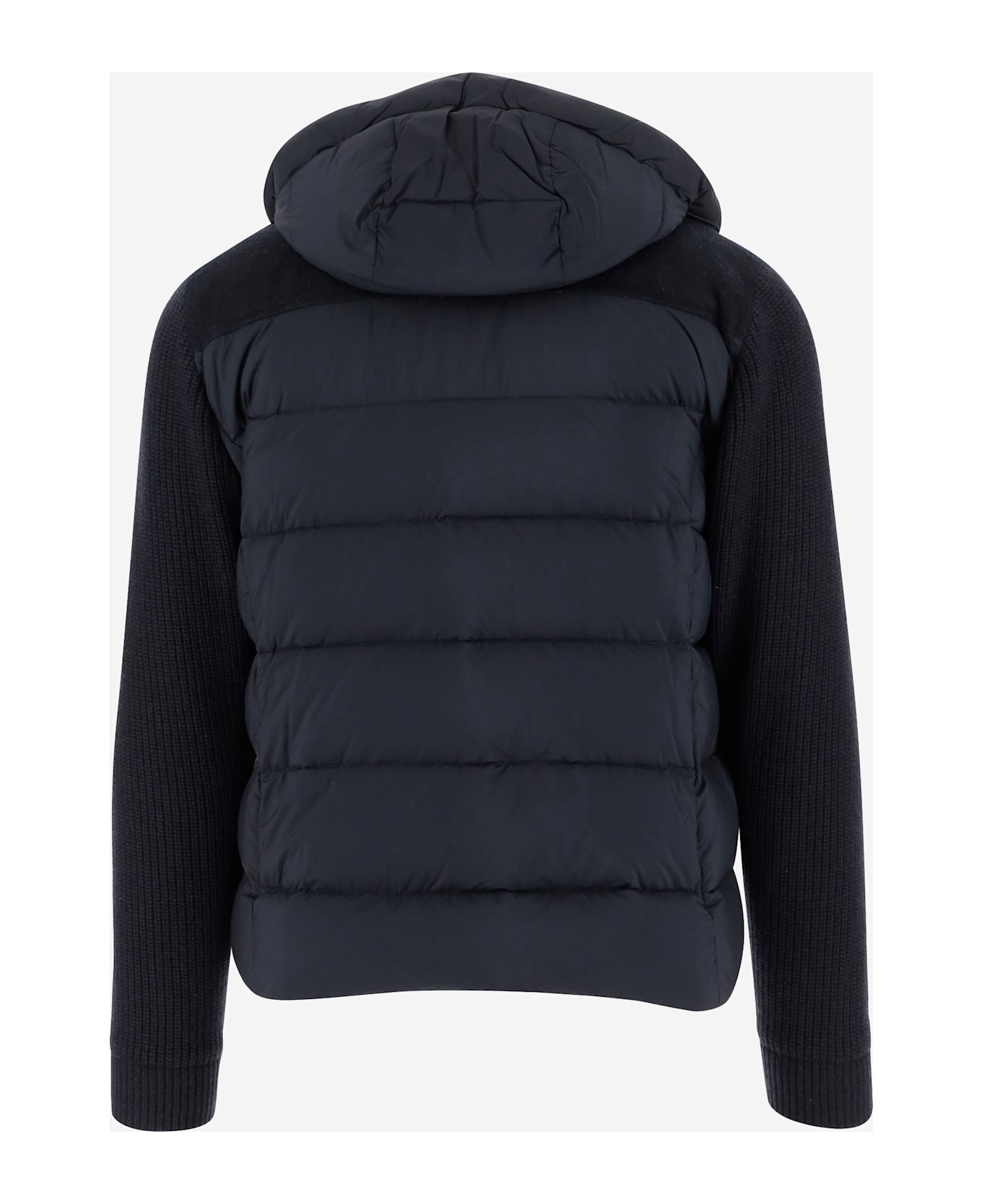 Moorer Padded Down Jacket With Cashmere Blend Sleeves - Blue