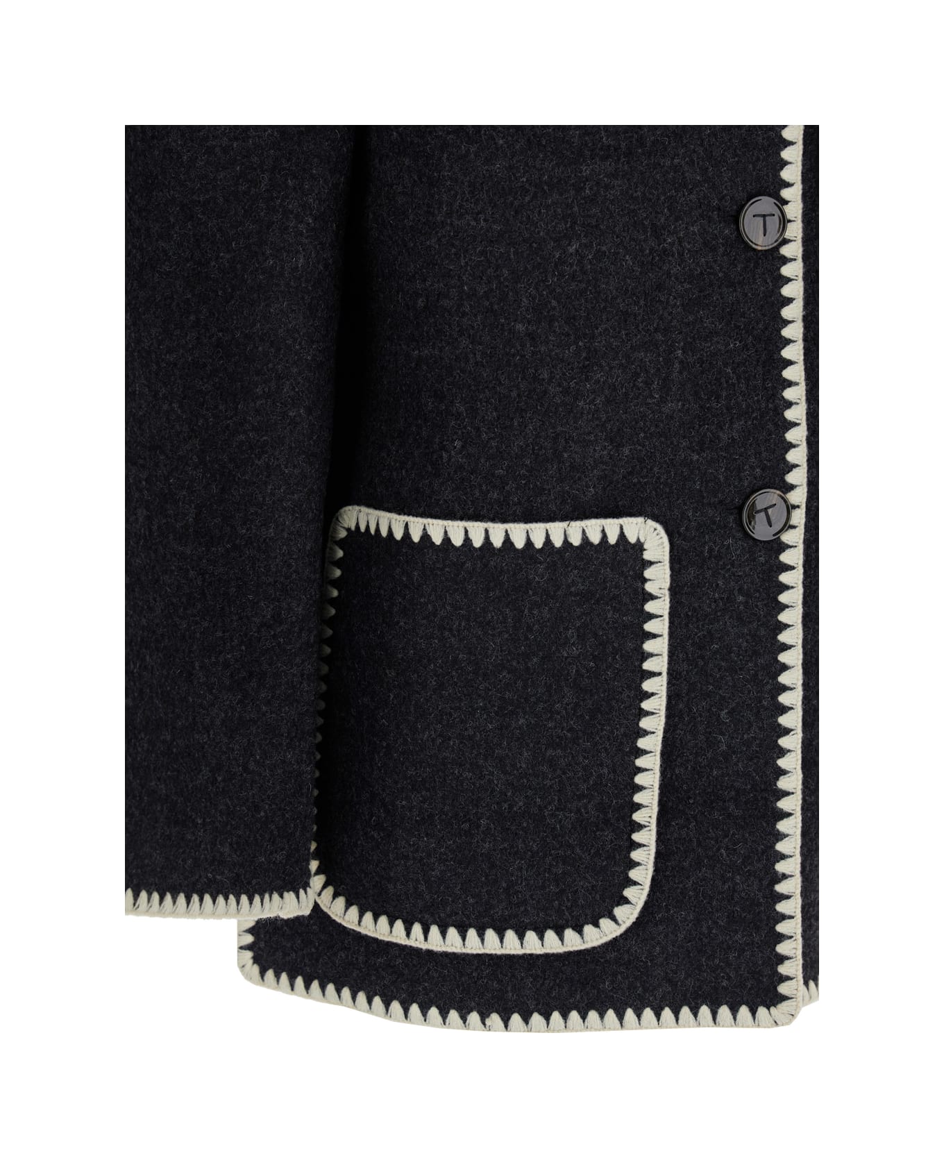 Totême Grey Wool Jacket With Scarf Woman - Nero