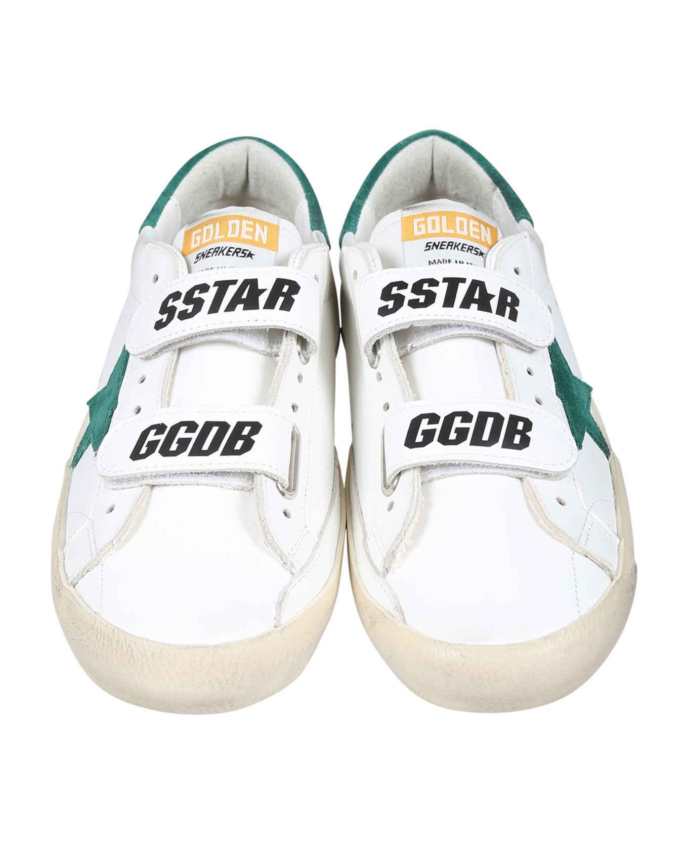 Golden Goose White Old School Sneakers For Kids With Star - White