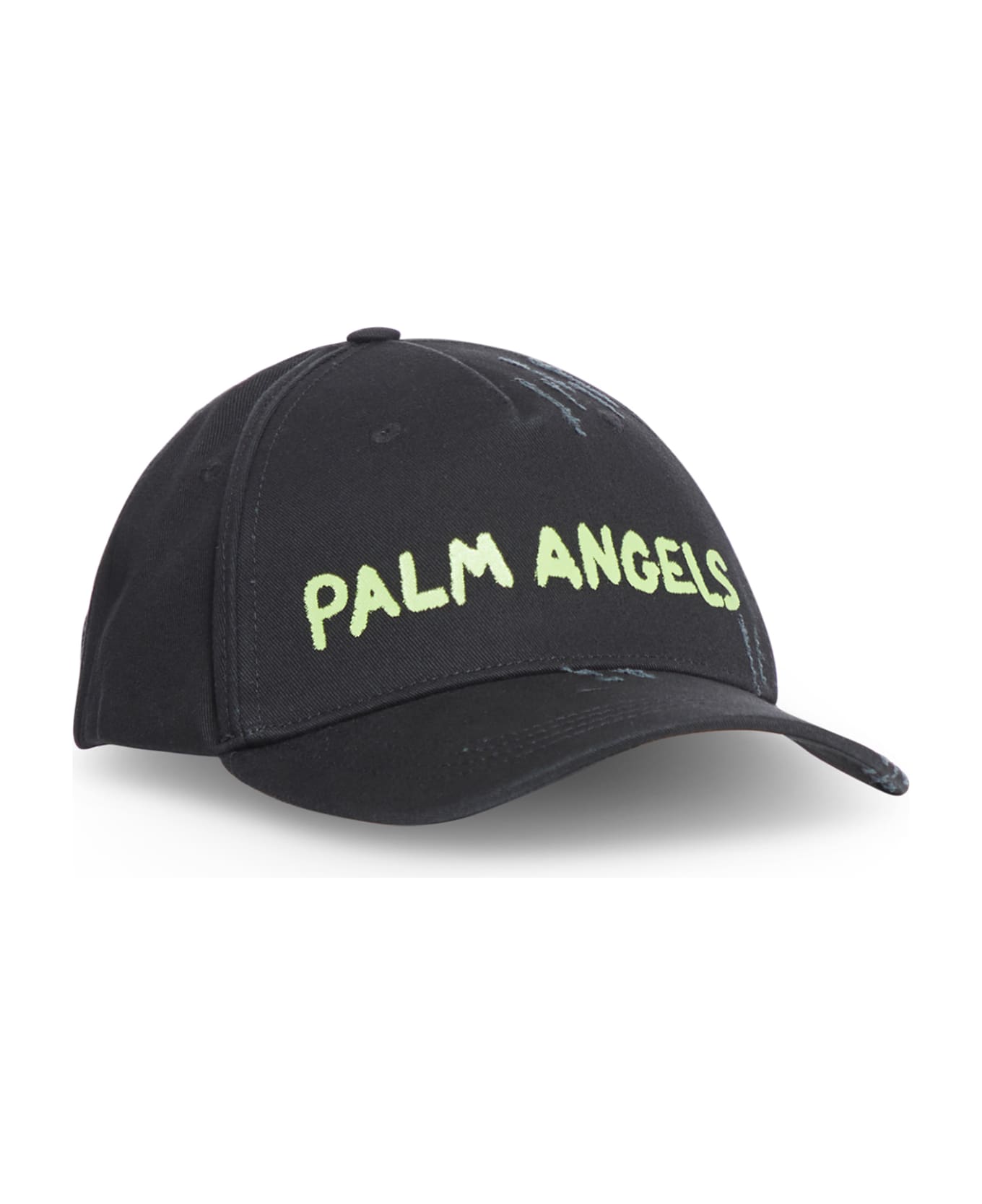 Palm Angels Seasonal Logo Cap - Black Green Fluo