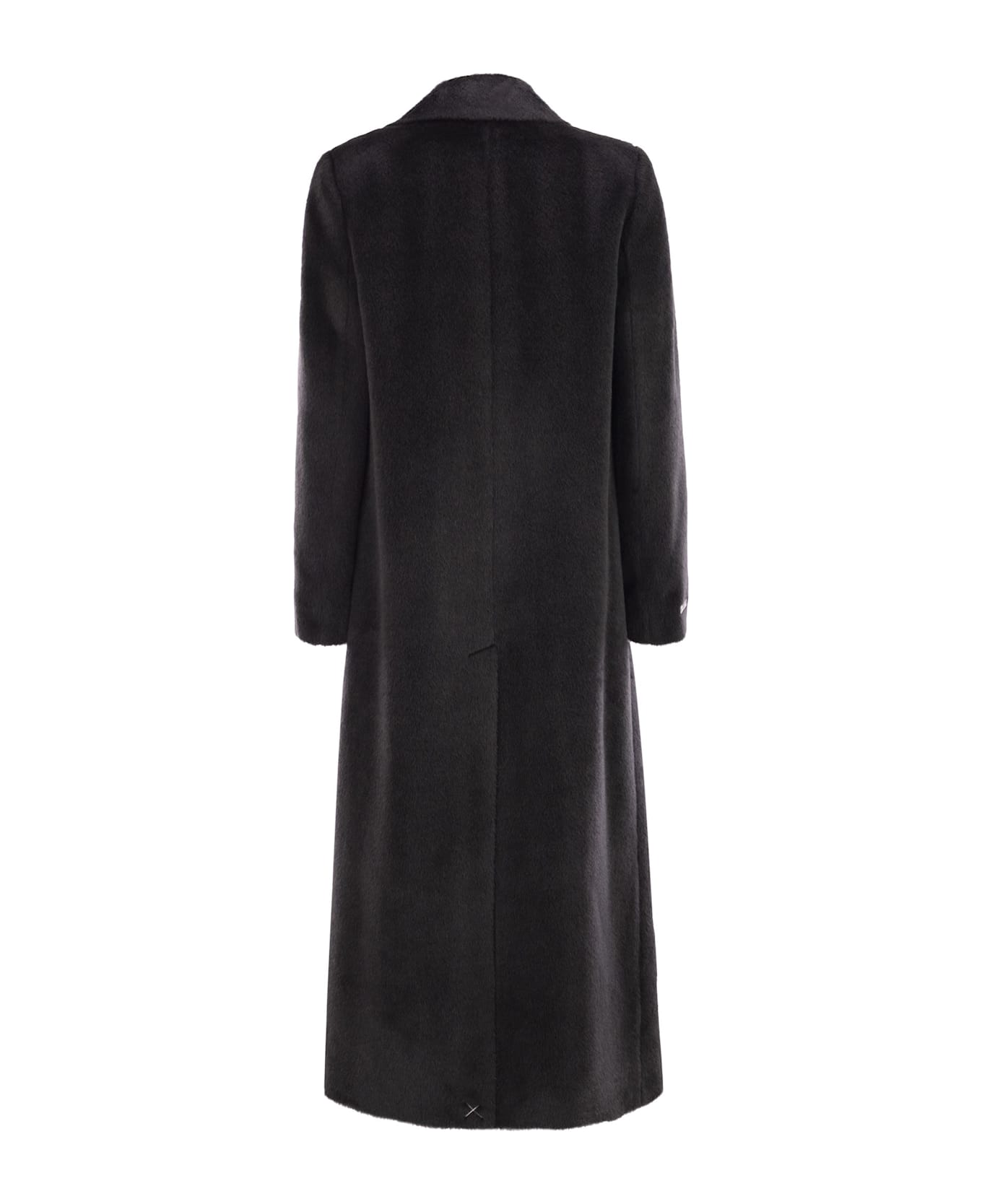 Peserico Long-haired Coat In Alpaca And Wool - Anthracite