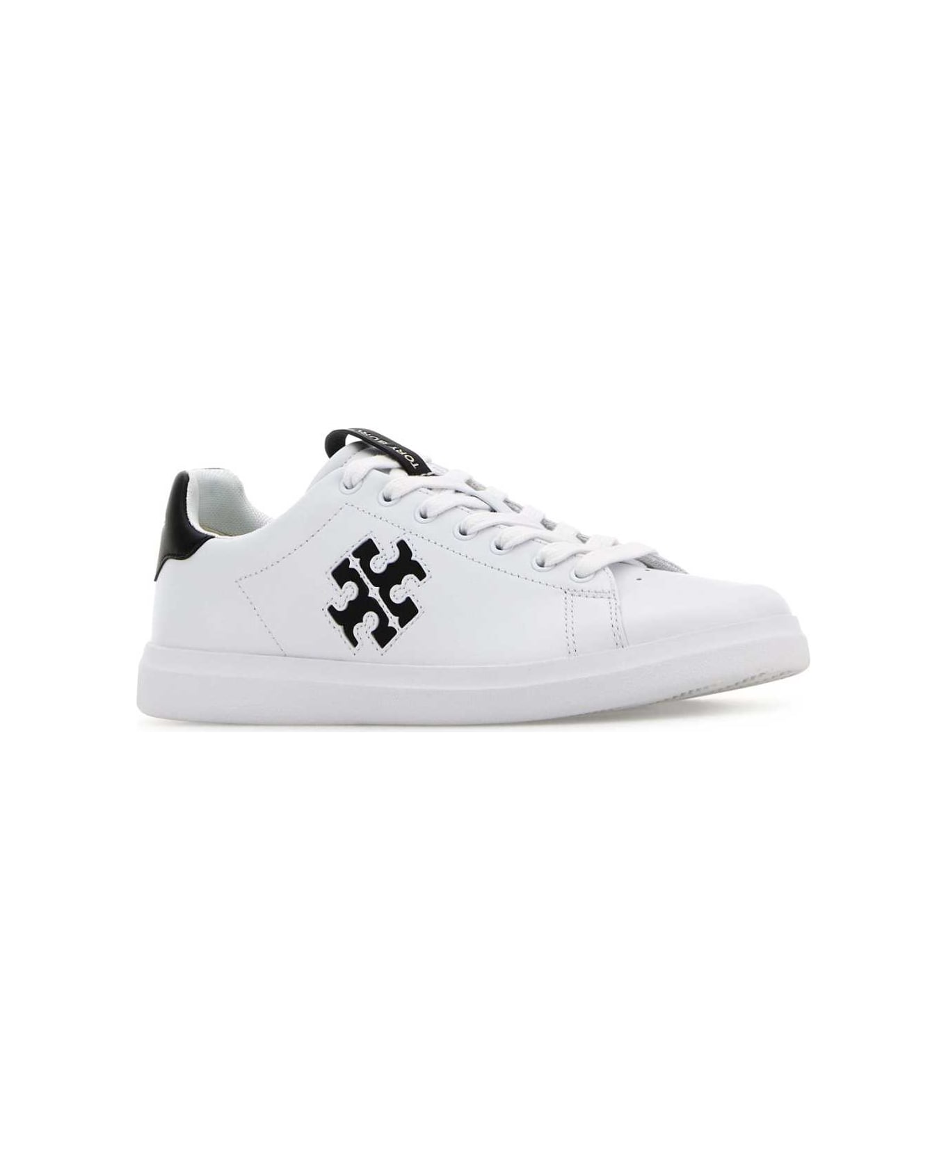 Tory Burch White Nappa Leather Howell Court Sneakers - TITANIUMWHITEPERFECTBLACK