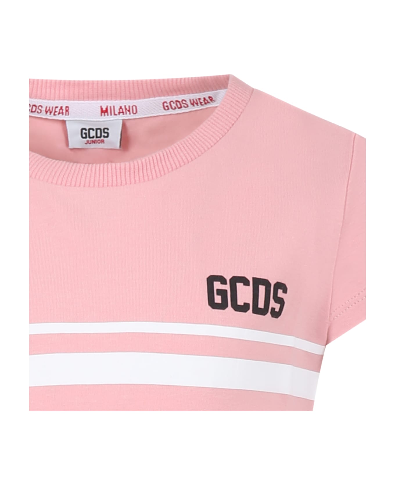 GCDS Mini Pink Dress For Girl With Logo - Pink