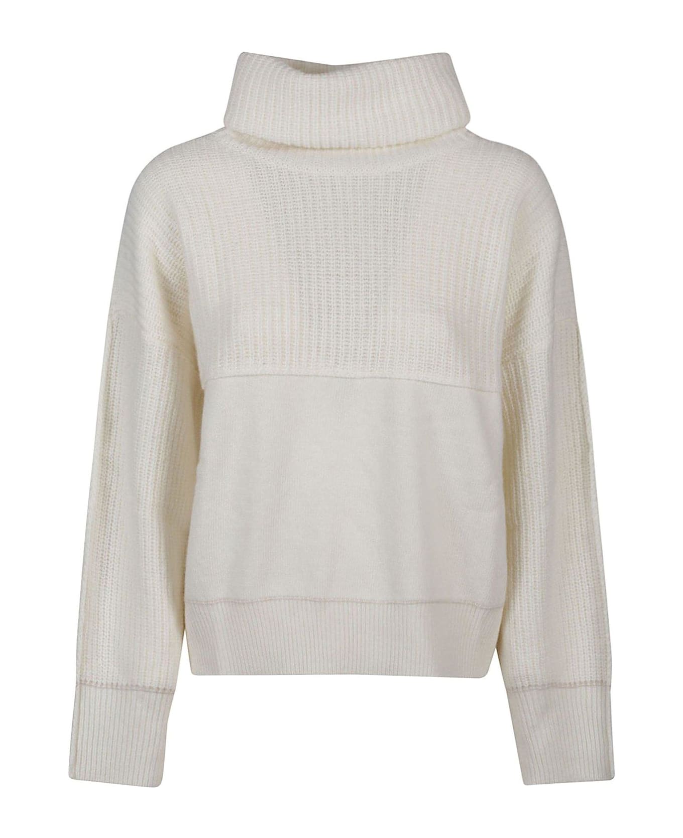 Pinko Panelled Turtleneck Jumper - White