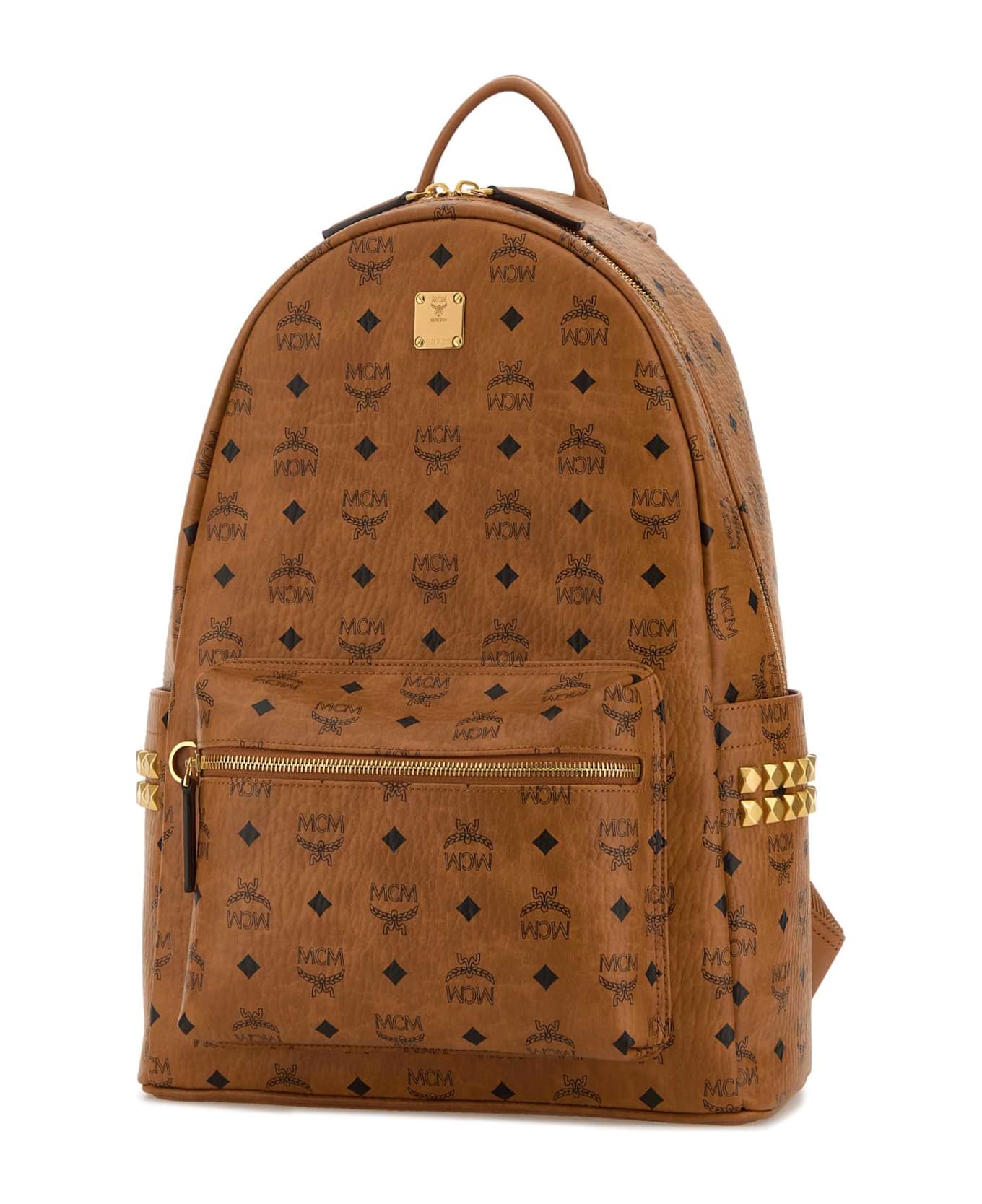 MCM Printed Canvas Backpack - COGNAC