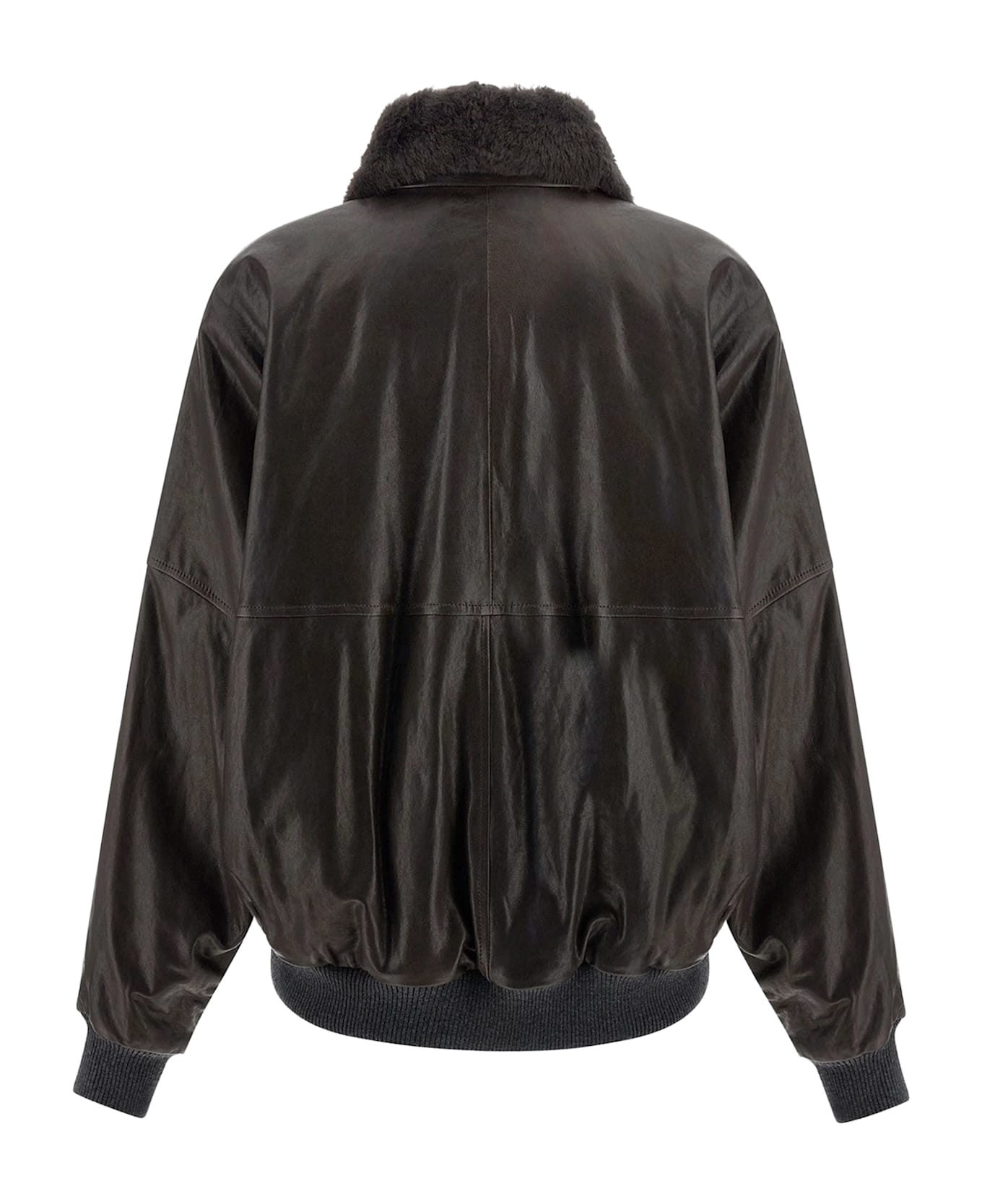 Brunello Cucinelli Aviator Leather Bomber - Brown