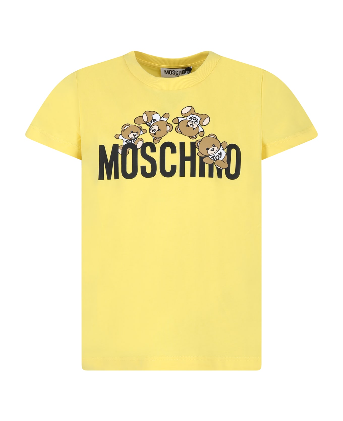 Moschino Yellow T-shirt For Kids With Teddy Bears And Logo - Yellow