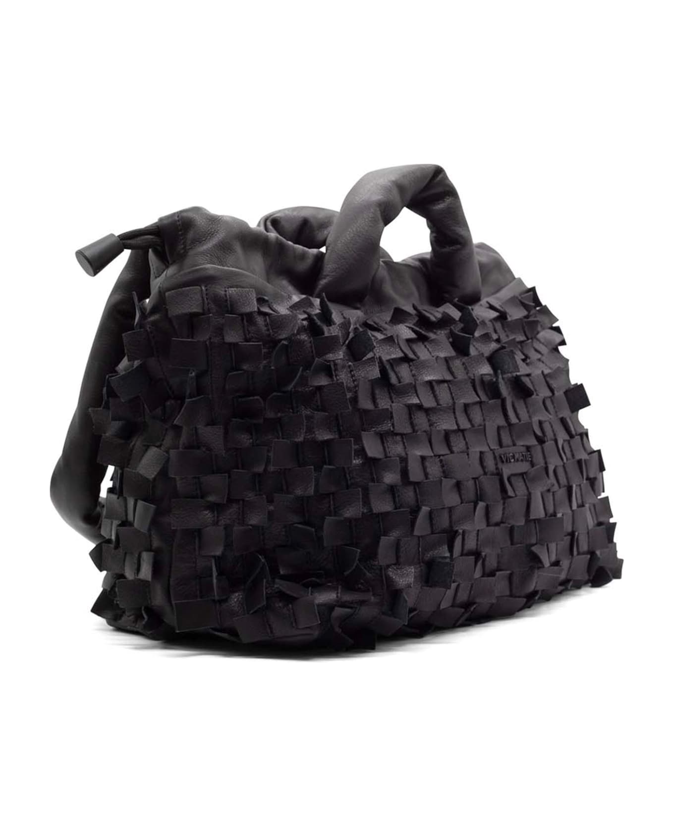 Vic Matié Black Leather Handbag With Shoulder Strap - BLACK