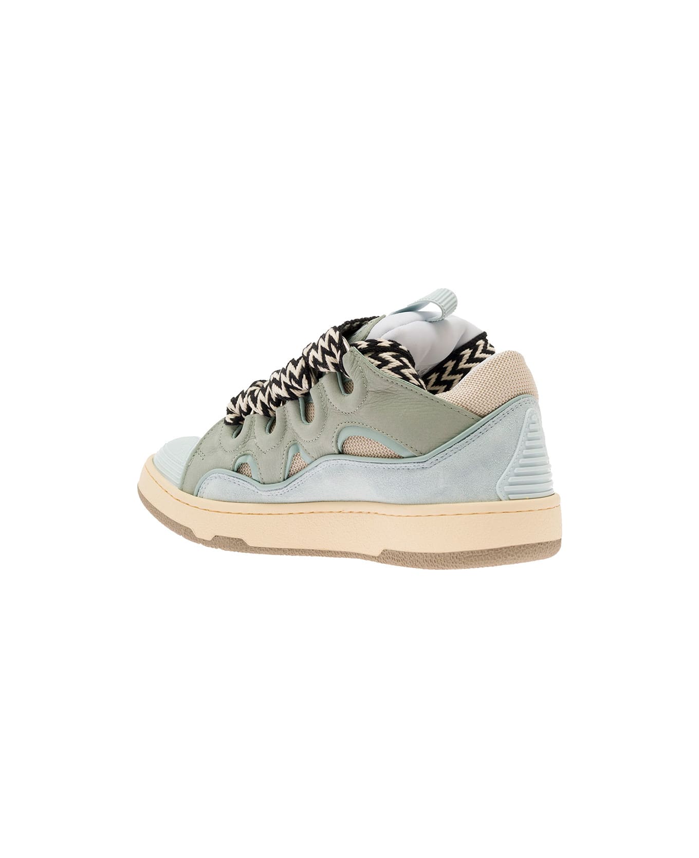 Lanvin 'curb' Multicolor Low-top Sneaker With Oversized Laces In Leather  Woman Lanvin - Blu