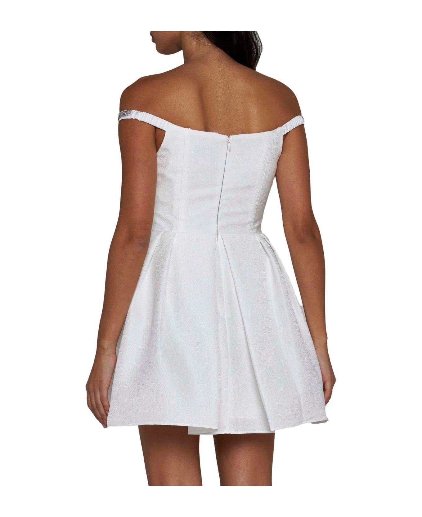 self-portrait Bow Detailed Off-shoulder Mini Dress - White ワンピース＆ドレス