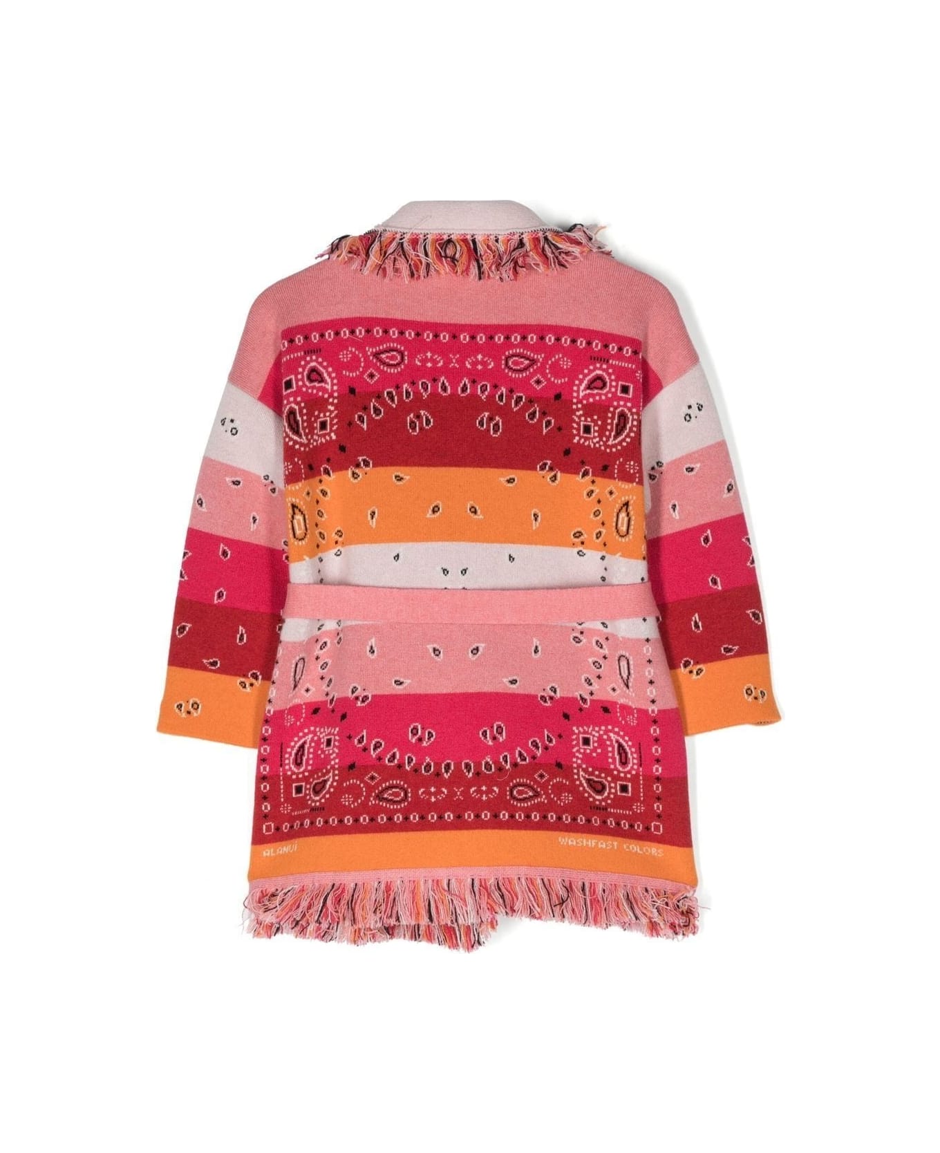 Alanui Pink And Multicolor Striped Bandana Cardigan - Multicolour