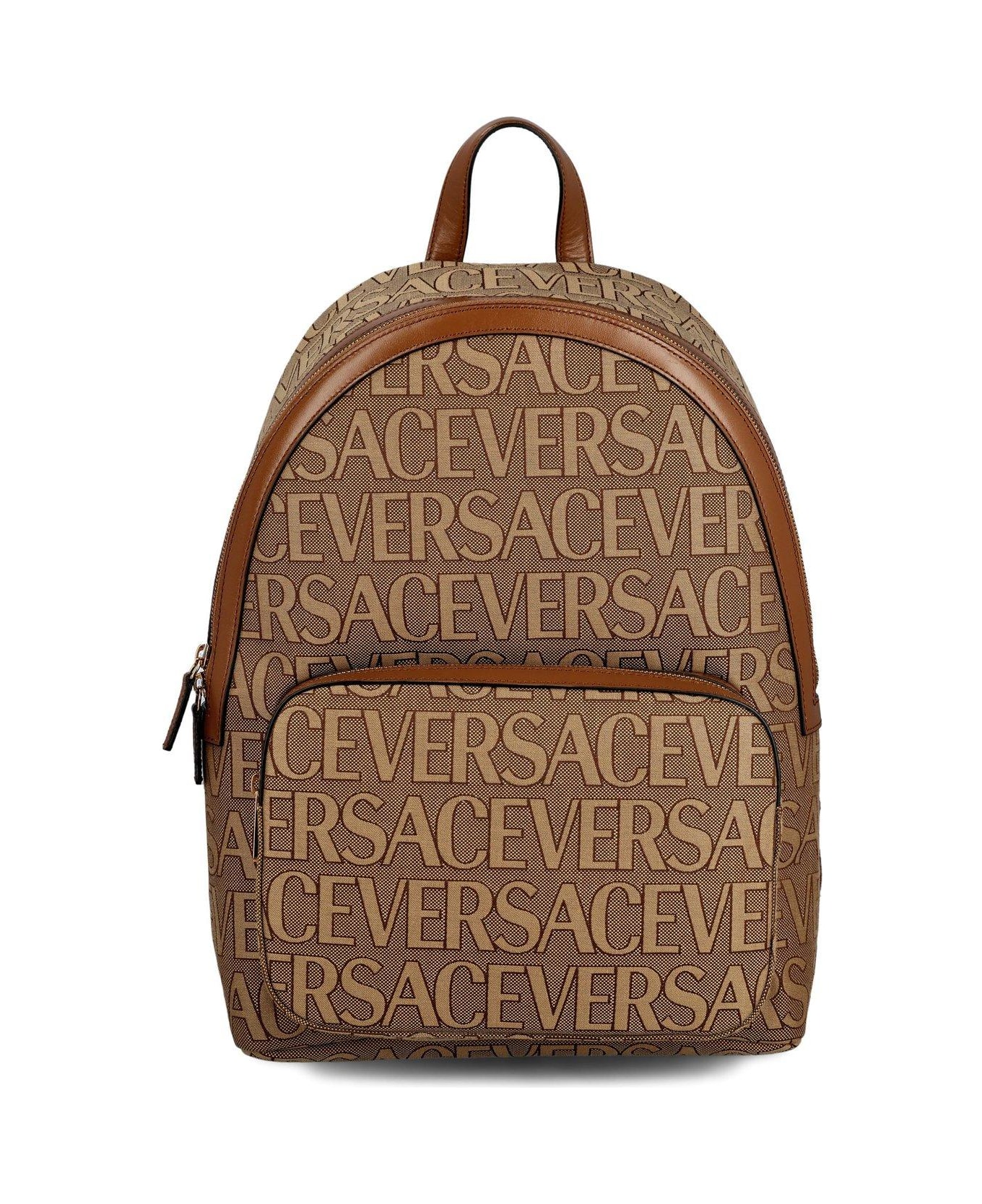 Versace Allover Backpack - BEIGE BROWN