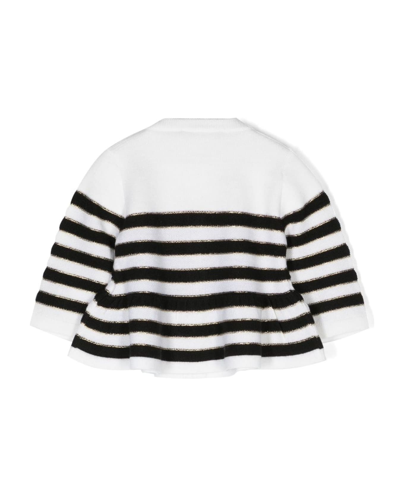 Balmain White Wool Cardigan - black/ivory ニットウェア＆スウェットシャツ