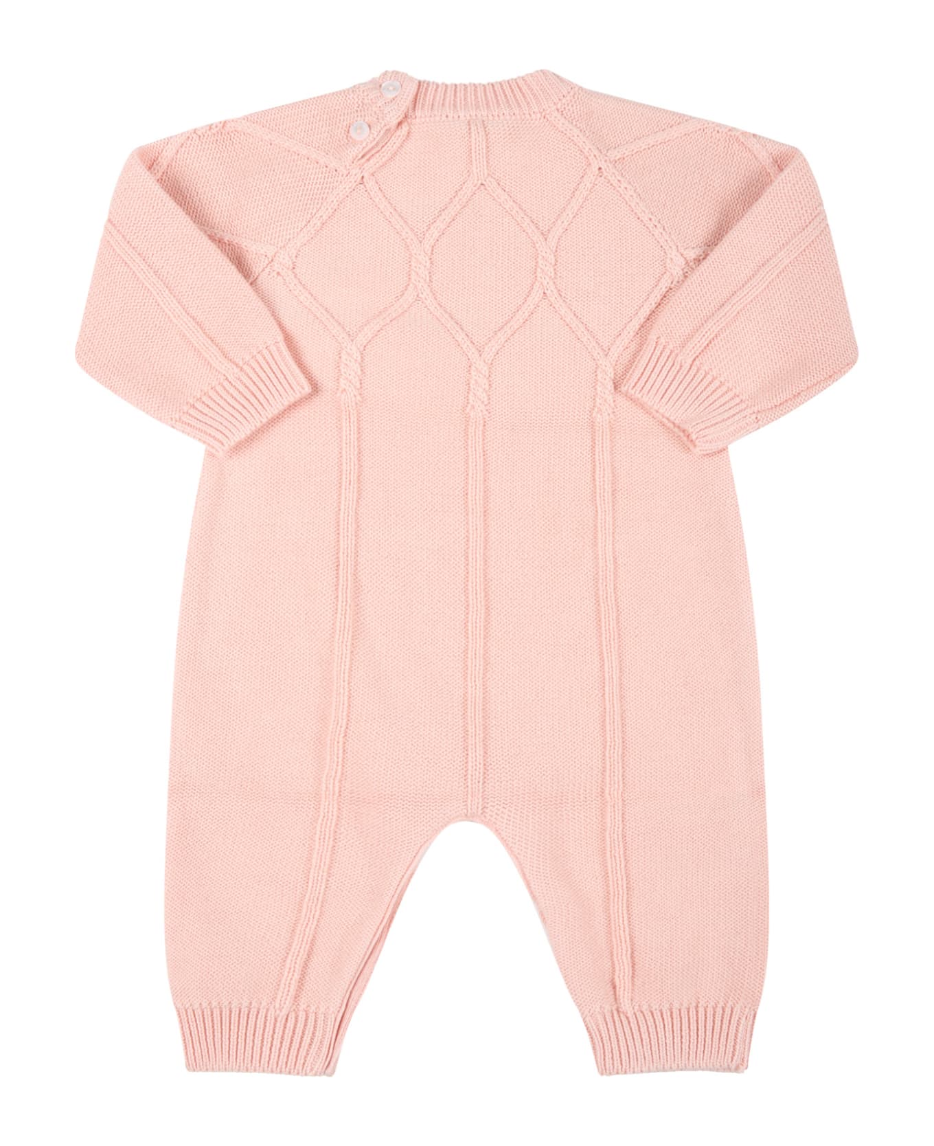 Fendi Pink Babygrow For Baby Girl With Logo - Pink