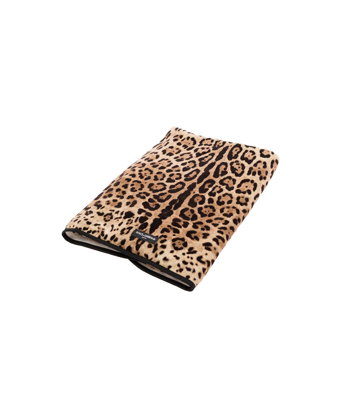 Dolce & Gabbana Multicolor Bath Towel Wirh All-over Leopard Print In Cotton Dolce & Gabbana - Multicolor