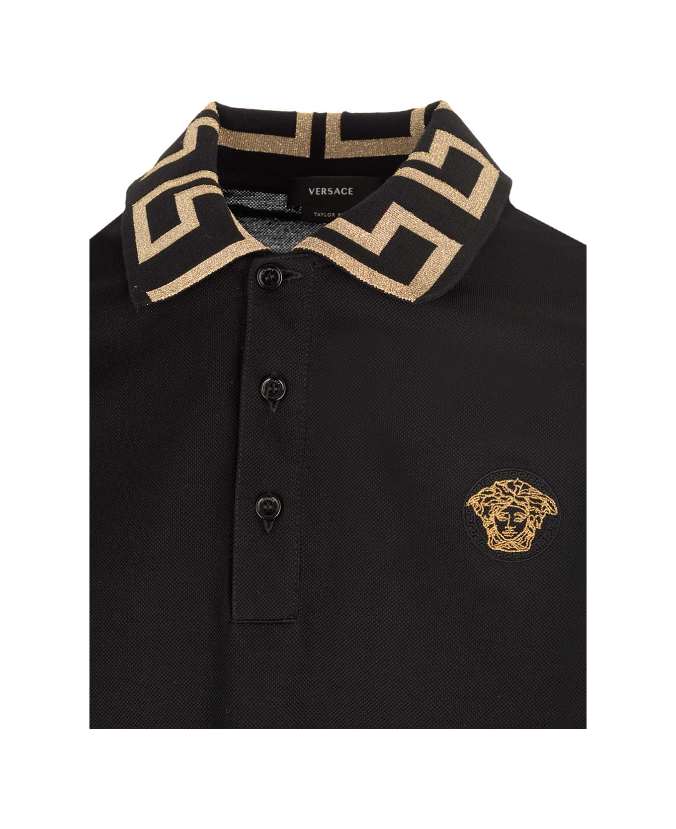 Versace Black 'greca' Polo Shirt - BLACK
