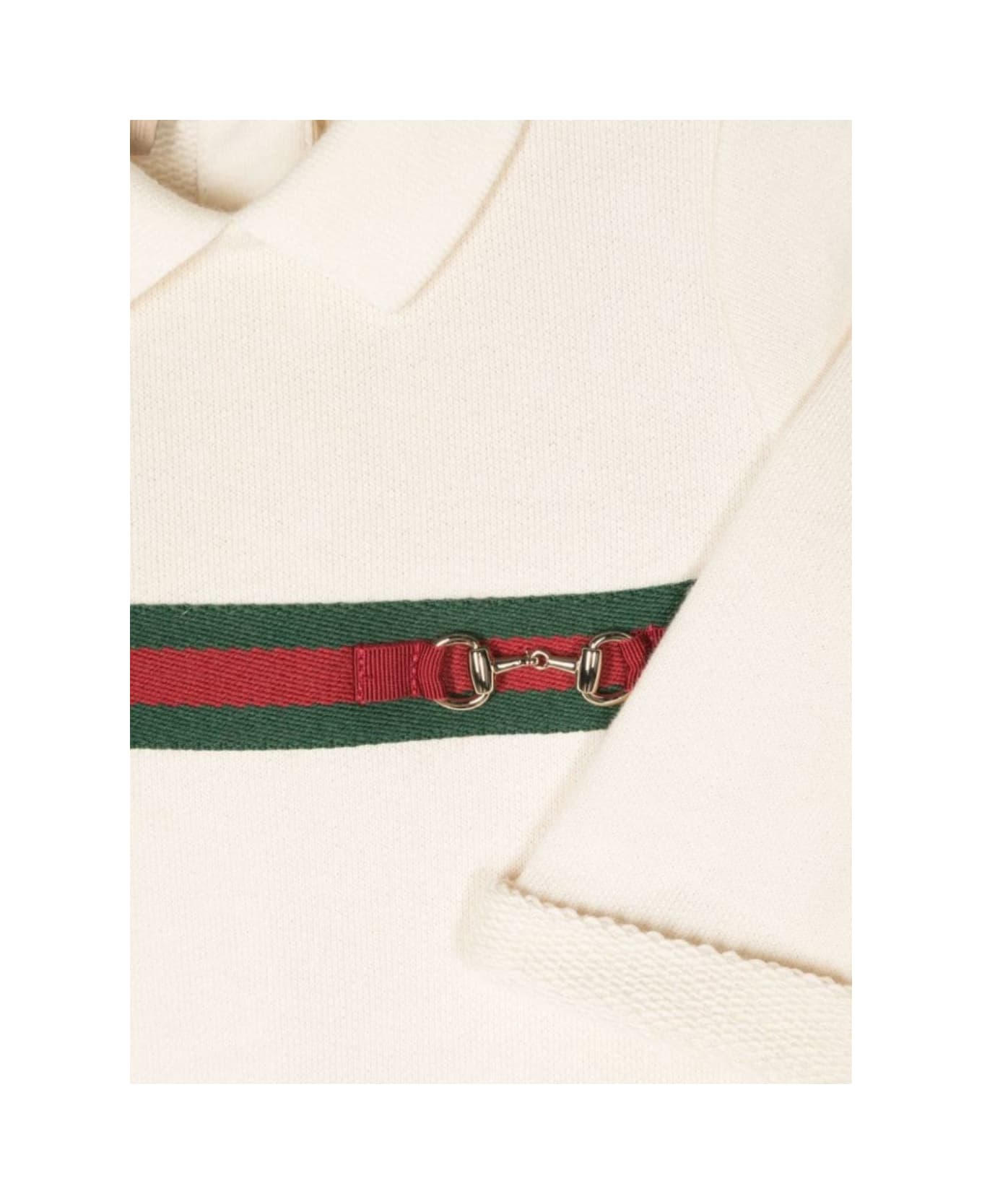 Gucci White Romper And Beanie Set With Web Detail In Cotton Baby - White