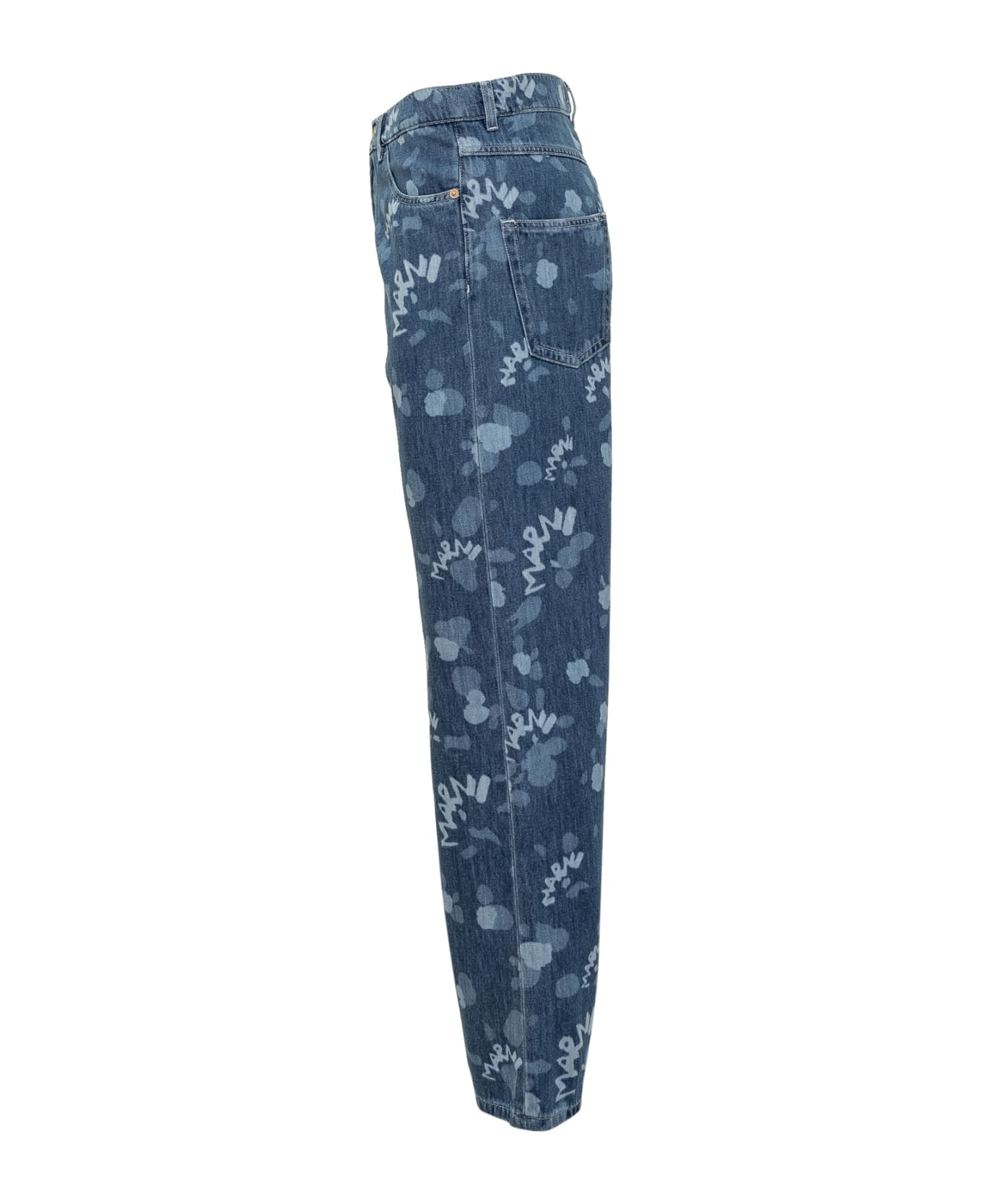 Marni Jeans With Marni Dripping Print - IRIS BLUE デニム