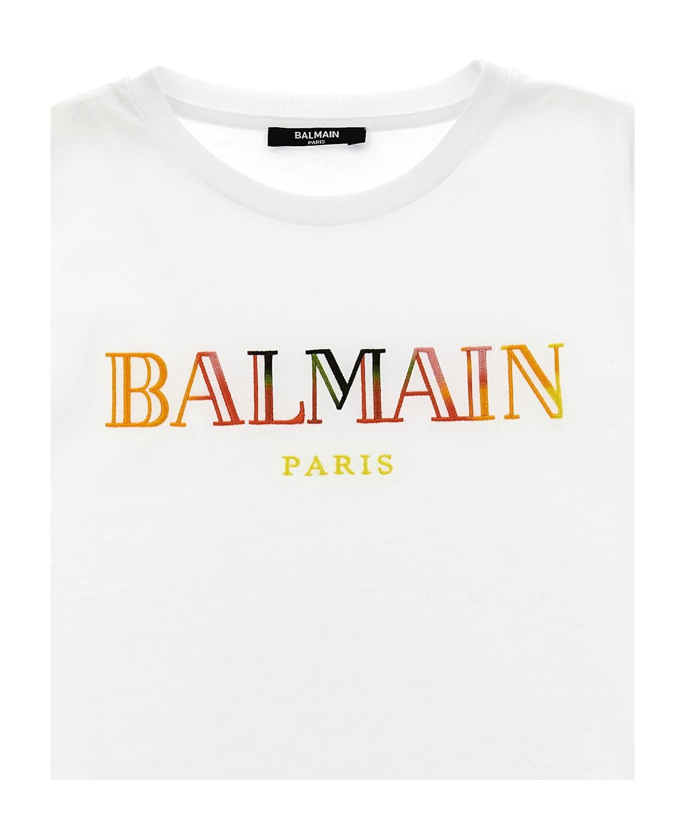 Balmain Logo Embroidery T-shirt - White