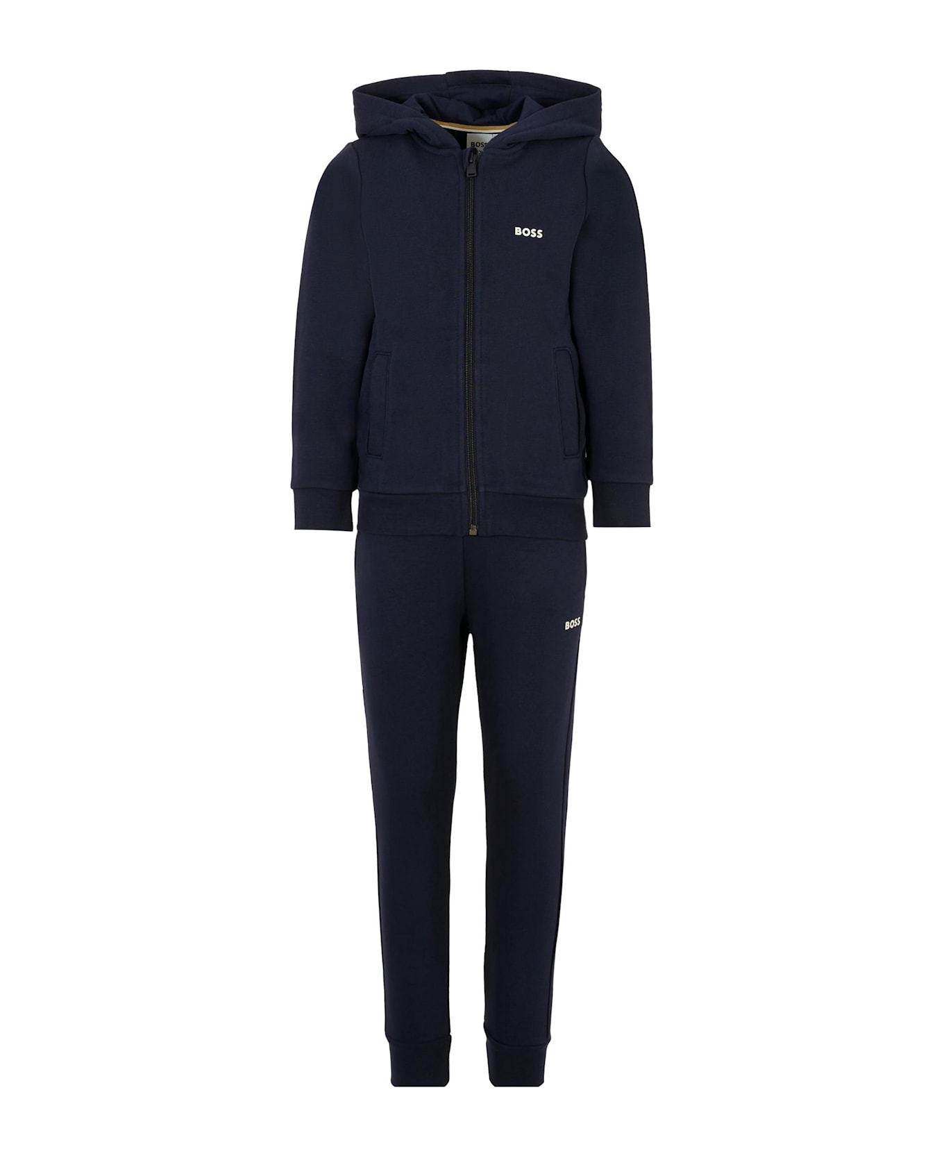 Hugo Boss Blue Suit For Boy With White Logo - Blue