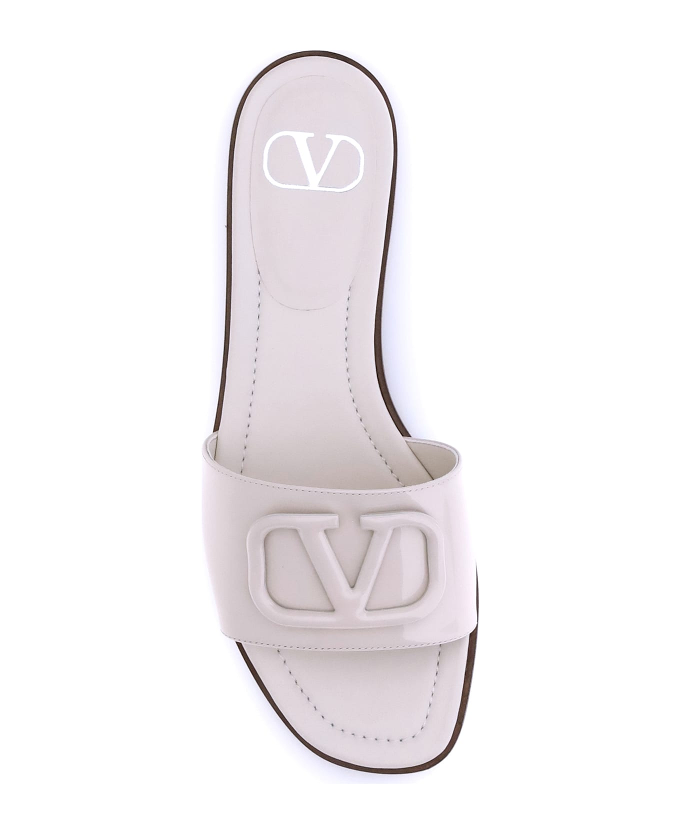 Valentino Garavani Patent Leathe Vlogo Slide Sandals