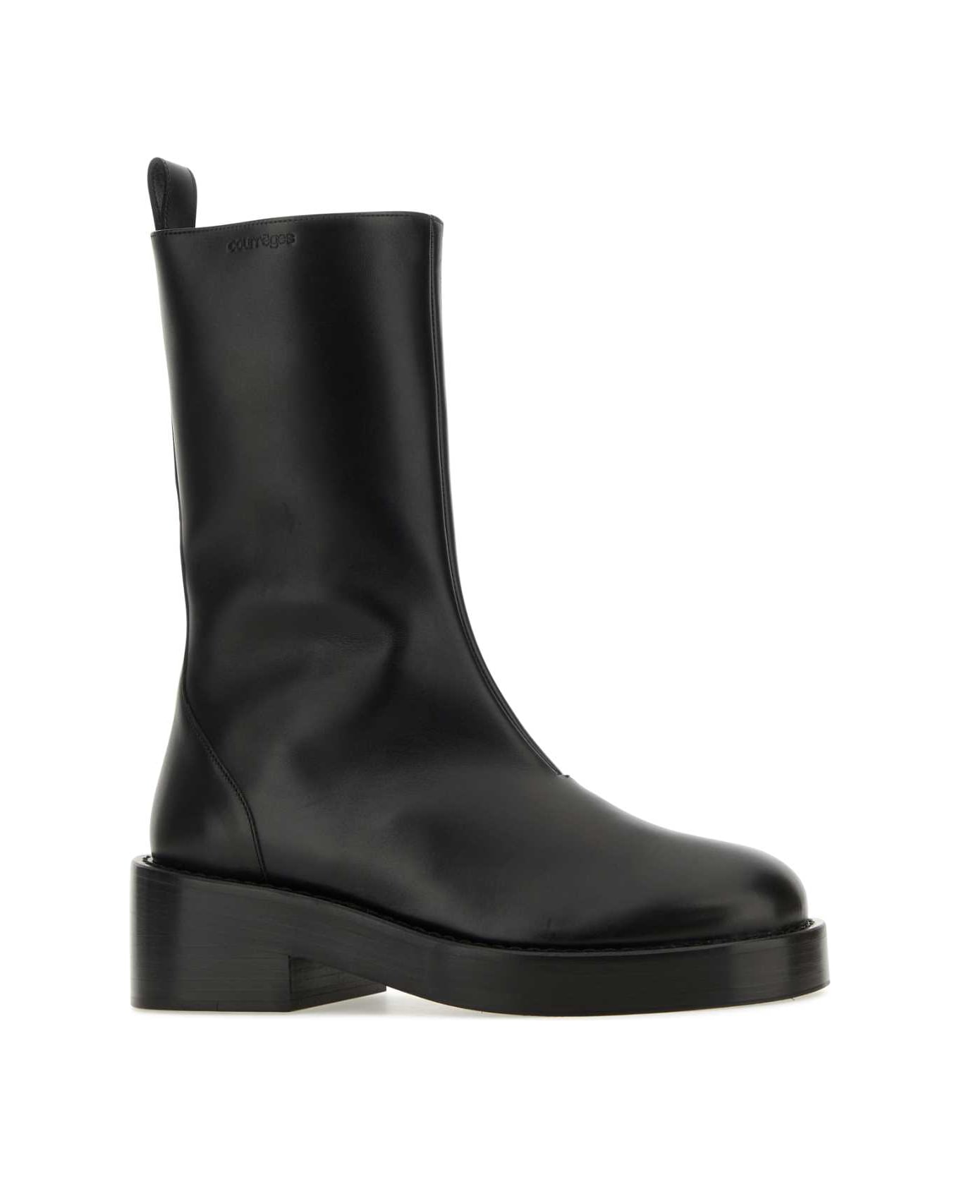 Courrèges Black Leather Ankle Boots - Black