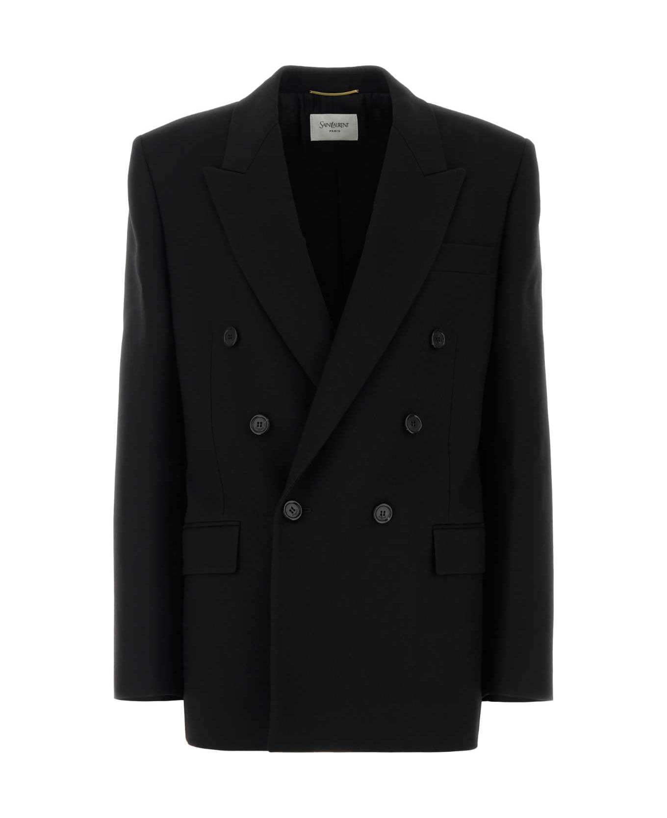 Saint Laurent Black Wool Blazer - NOIR