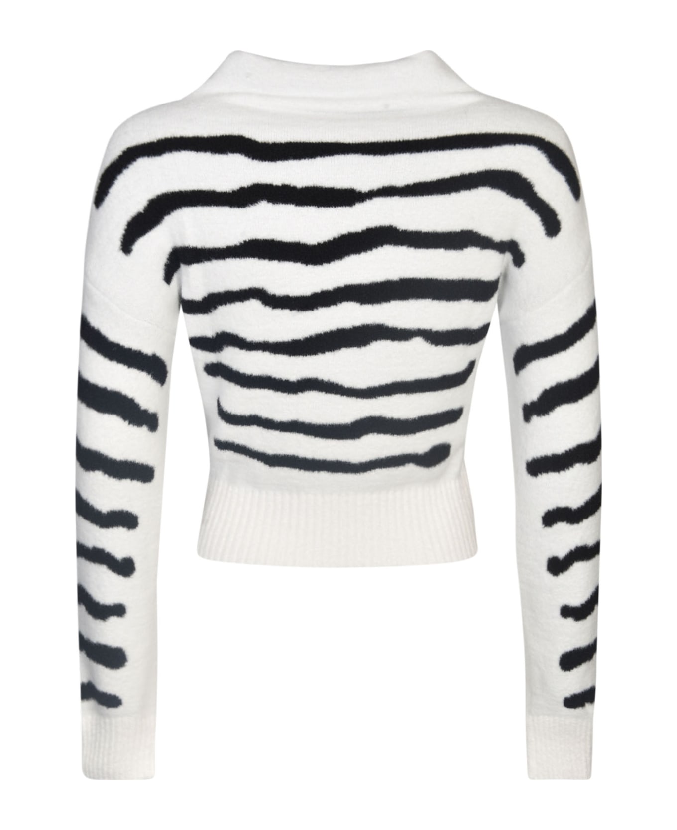 Philosophy di Lorenzo Serafini Heart Embroidered Zebra Stripe Pullover - White/Black