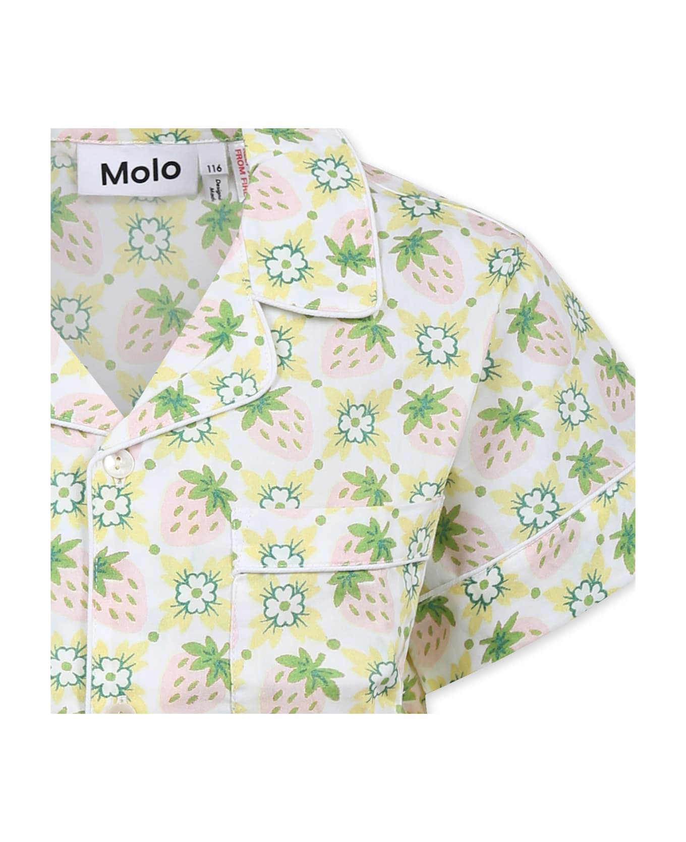 Molo Ivory Pyjamas For Girl With Strawberry - Ivory