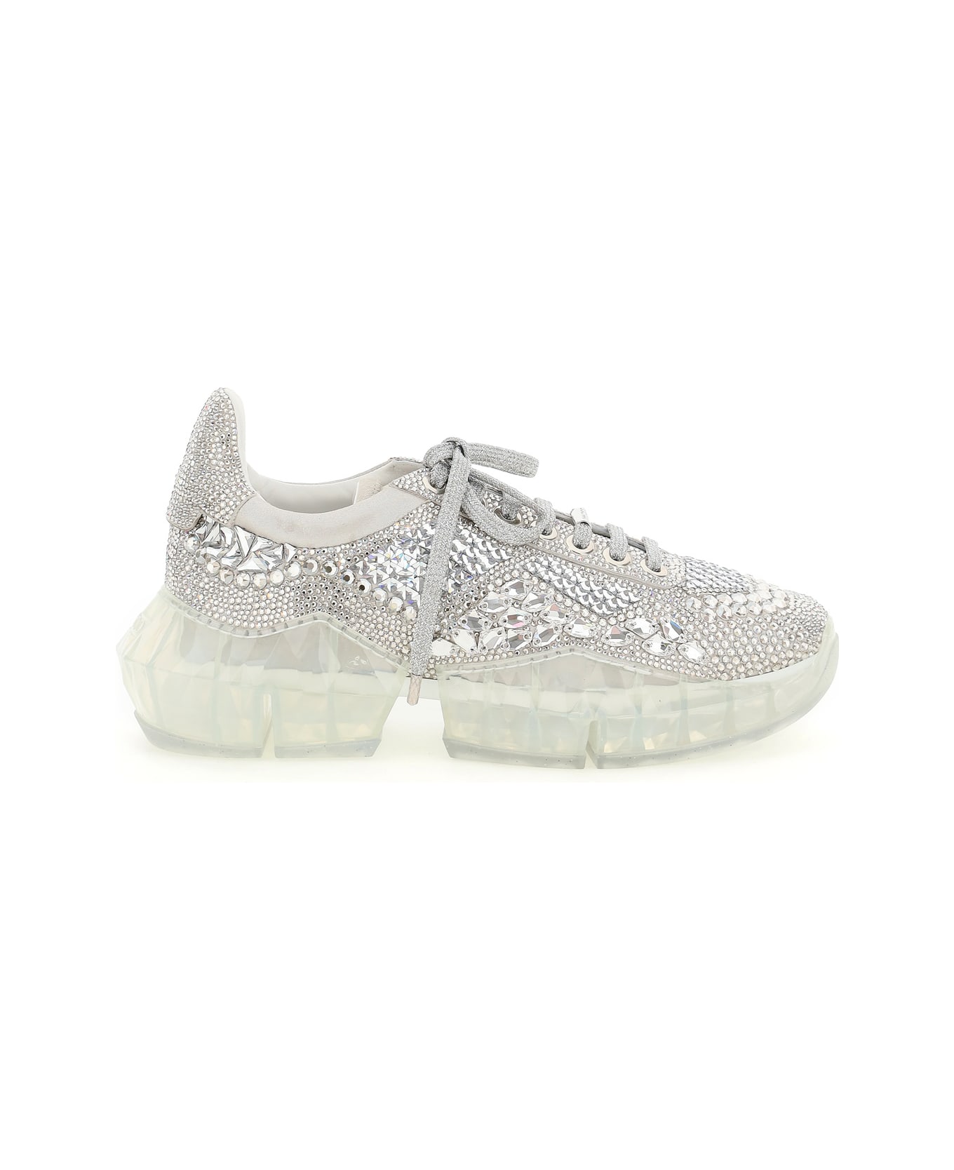 Jimmy Choo Diamond F Sneakers With Crystals - CRYSTAL (Silver)