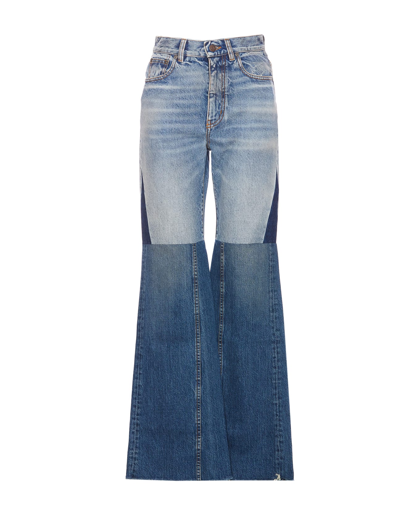 Chloé Flared Patchwork Denim Jeans - Blue